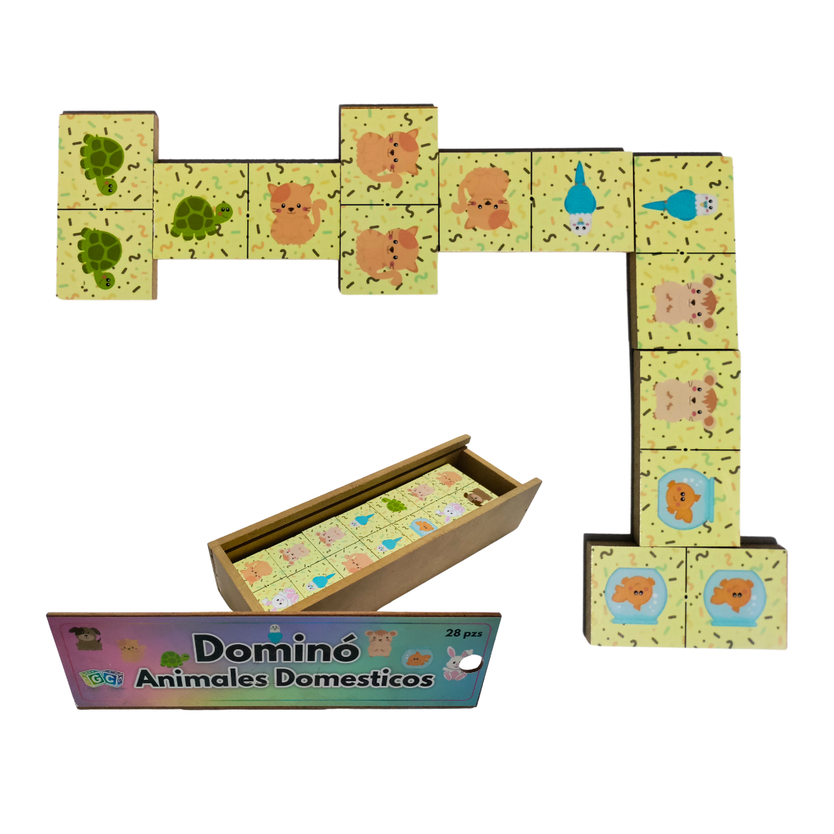 Dominó Animales Domésticos: Juego De Mesa Didáctico Diversión Aprendizaje 28 Pz.