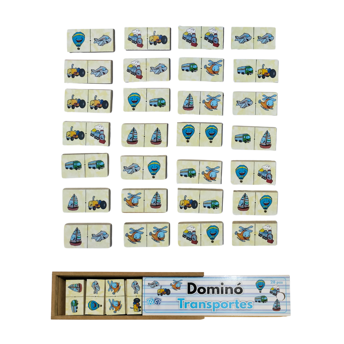 Dominó Medios de Transporte: Juego De Mesa Didáctico Diversión Familiar 28 Pz.