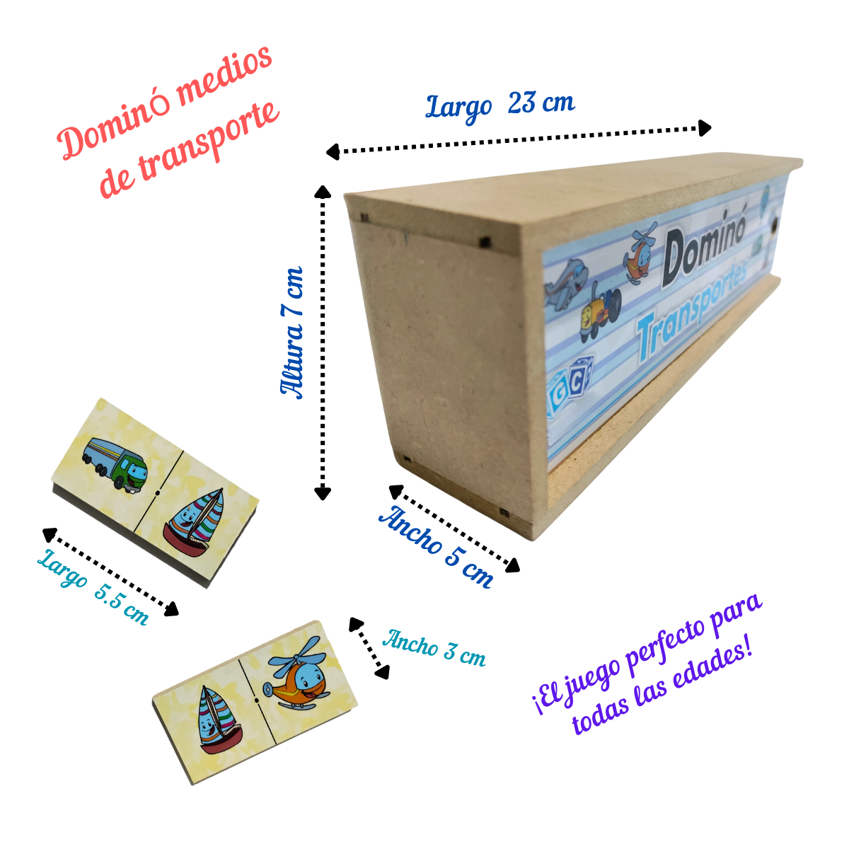 Dominó Medios de Transporte: Juego De Mesa Didáctico Diversión Familiar 28 Pz.