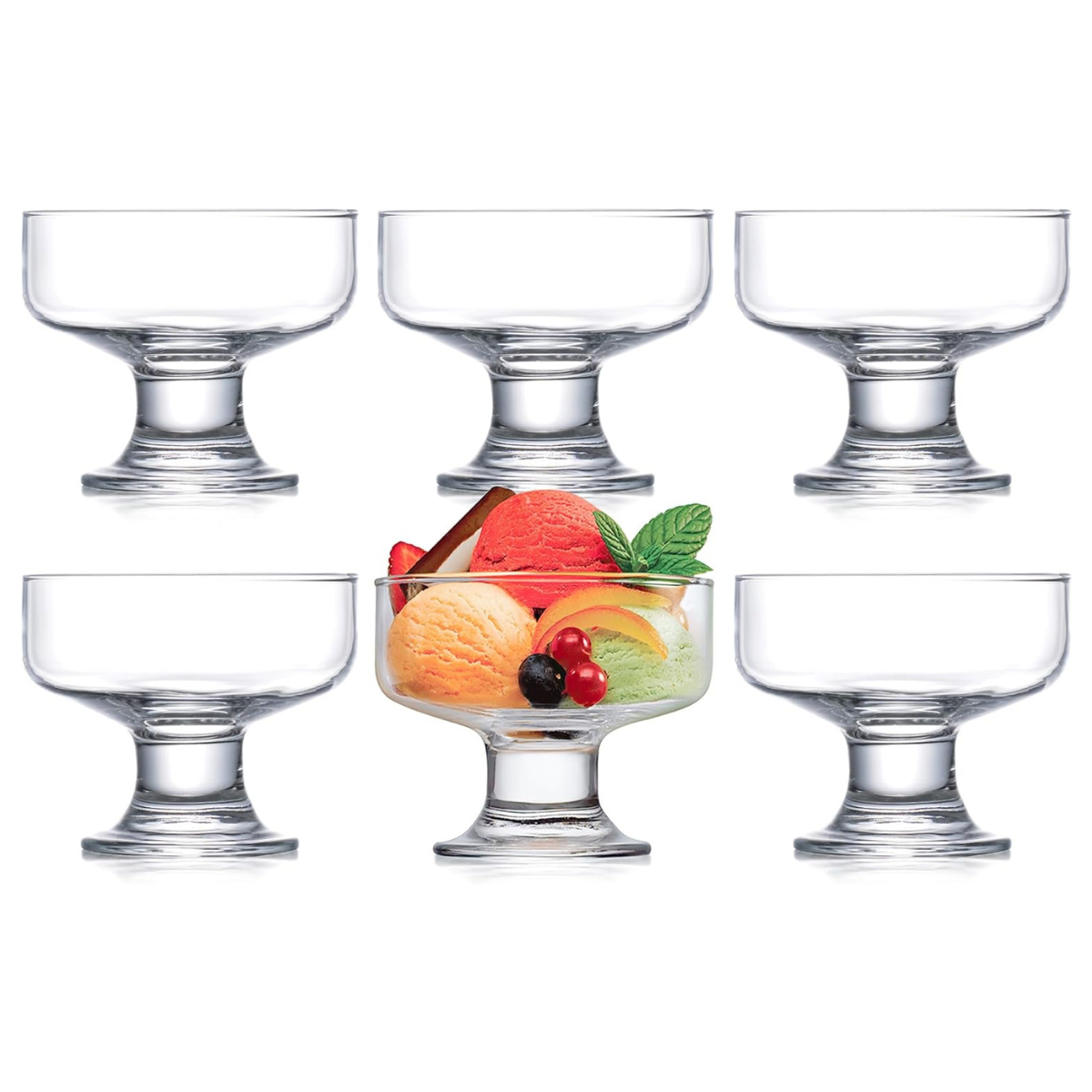 Lex Juego De 6 Copas De Vidrio Para Licor Postre Helado.