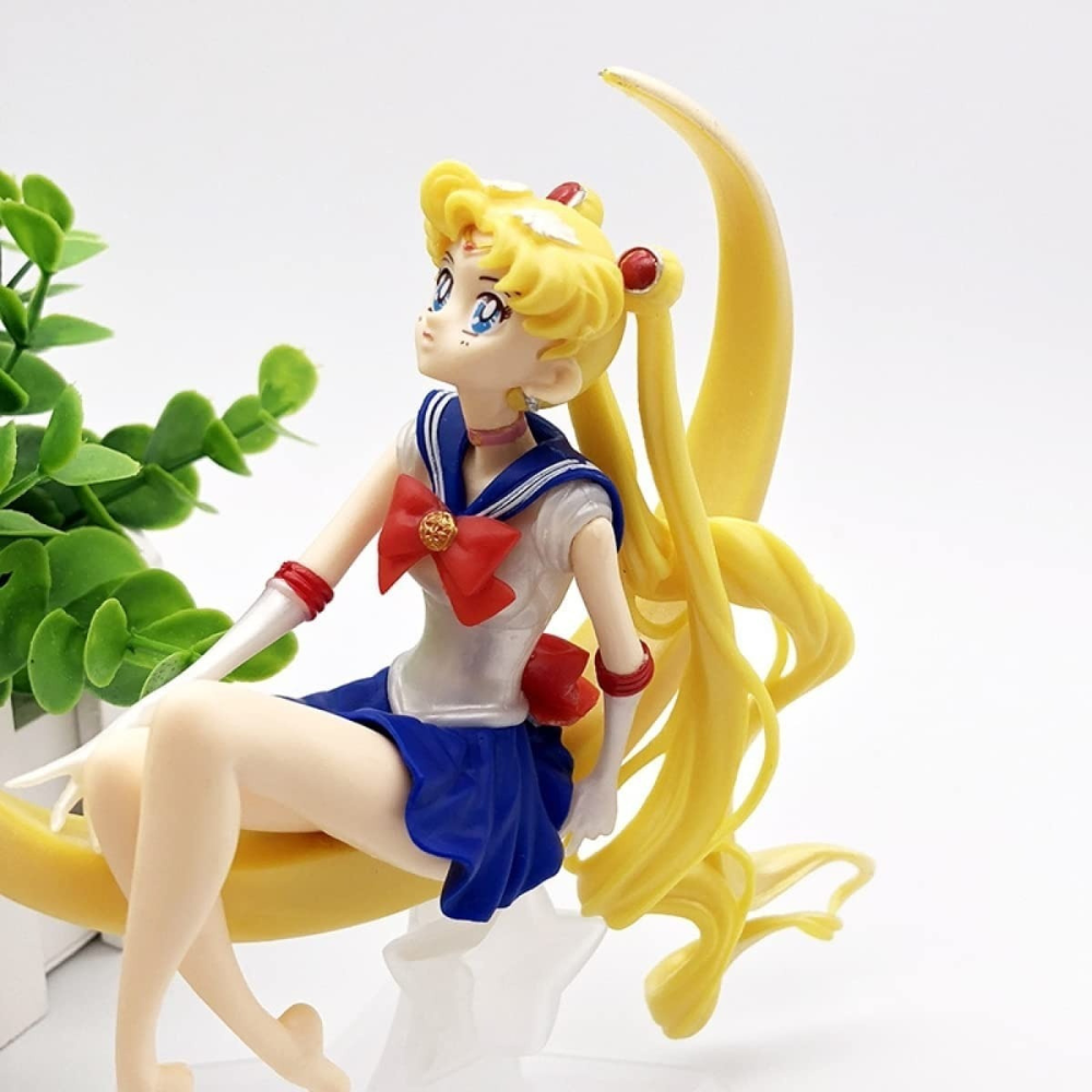 Figura de Acción Sailor Moon, Figura de Colección Super Sailor, Personaje de Acción Sailor Moon Serena con Base De Luna, Juguete de Super Sailor Tamaño 16 cm..