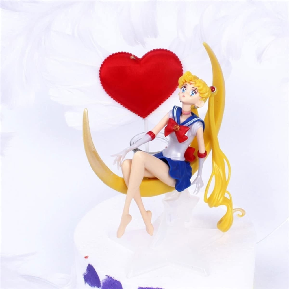 Figura de Acción Sailor Moon, Figura de Colección Super Sailor, Personaje de Acción Sailor Moon Serena con Base De Luna, Juguete de Super Sailor Tamaño 16 cm..