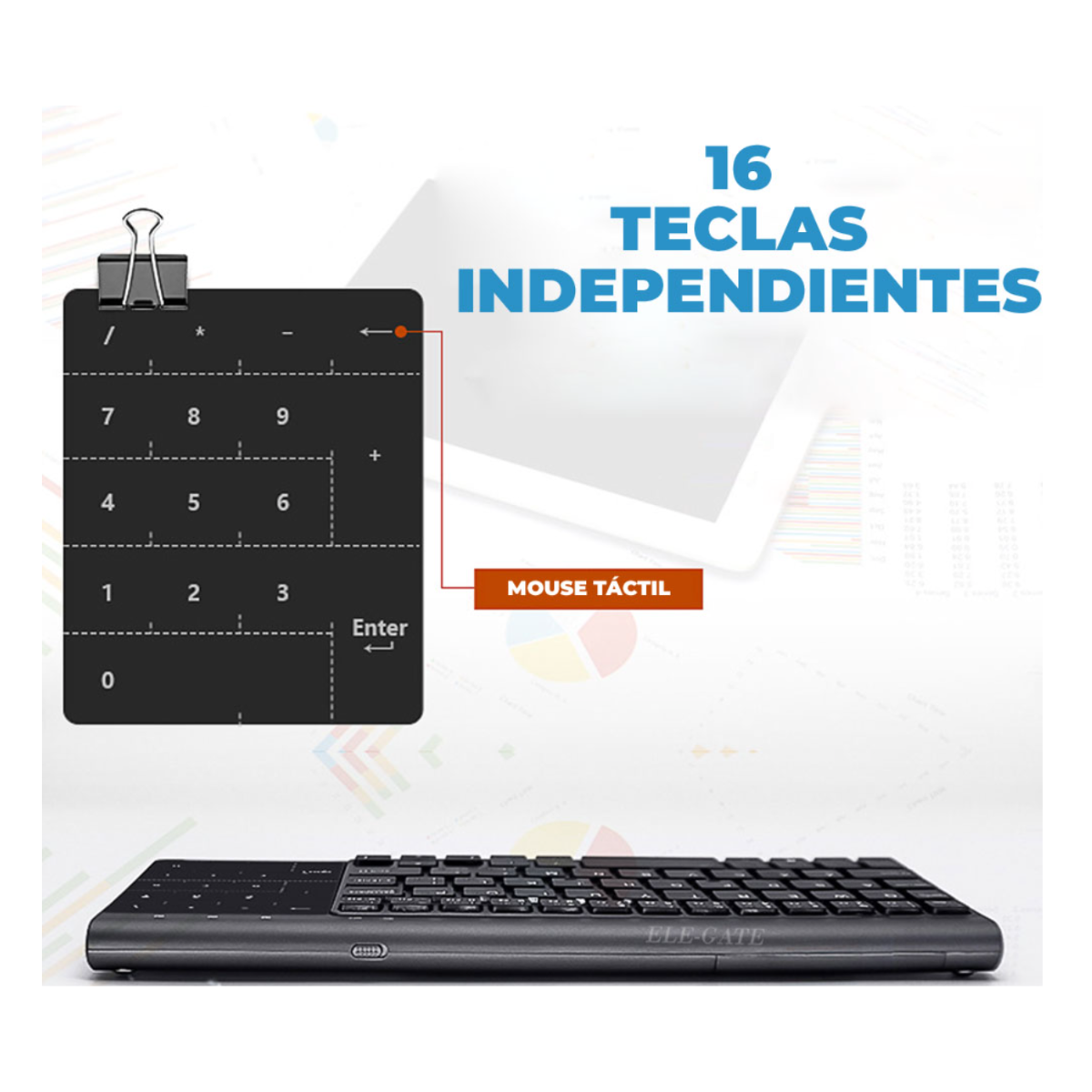 Teclado Portátil Inalámbrico 2.4G Con Touchpad Y Numérico