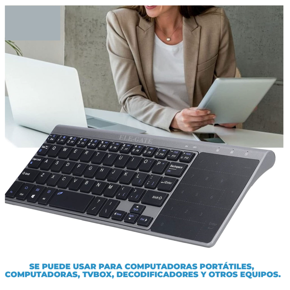 Teclado Portátil Inalámbrico 2.4G Con Touchpad Y Numérico