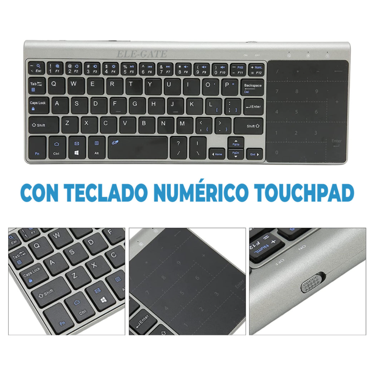 Teclado Portátil Inalámbrico 2.4G Con Touchpad Y Numérico