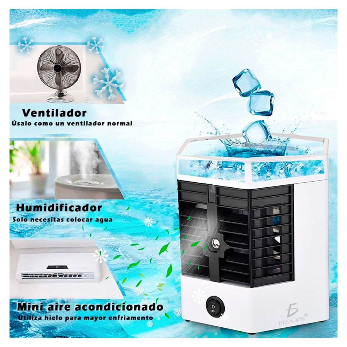 Ventilador Enfriador Humidificador De Aire Con Cable Usb.