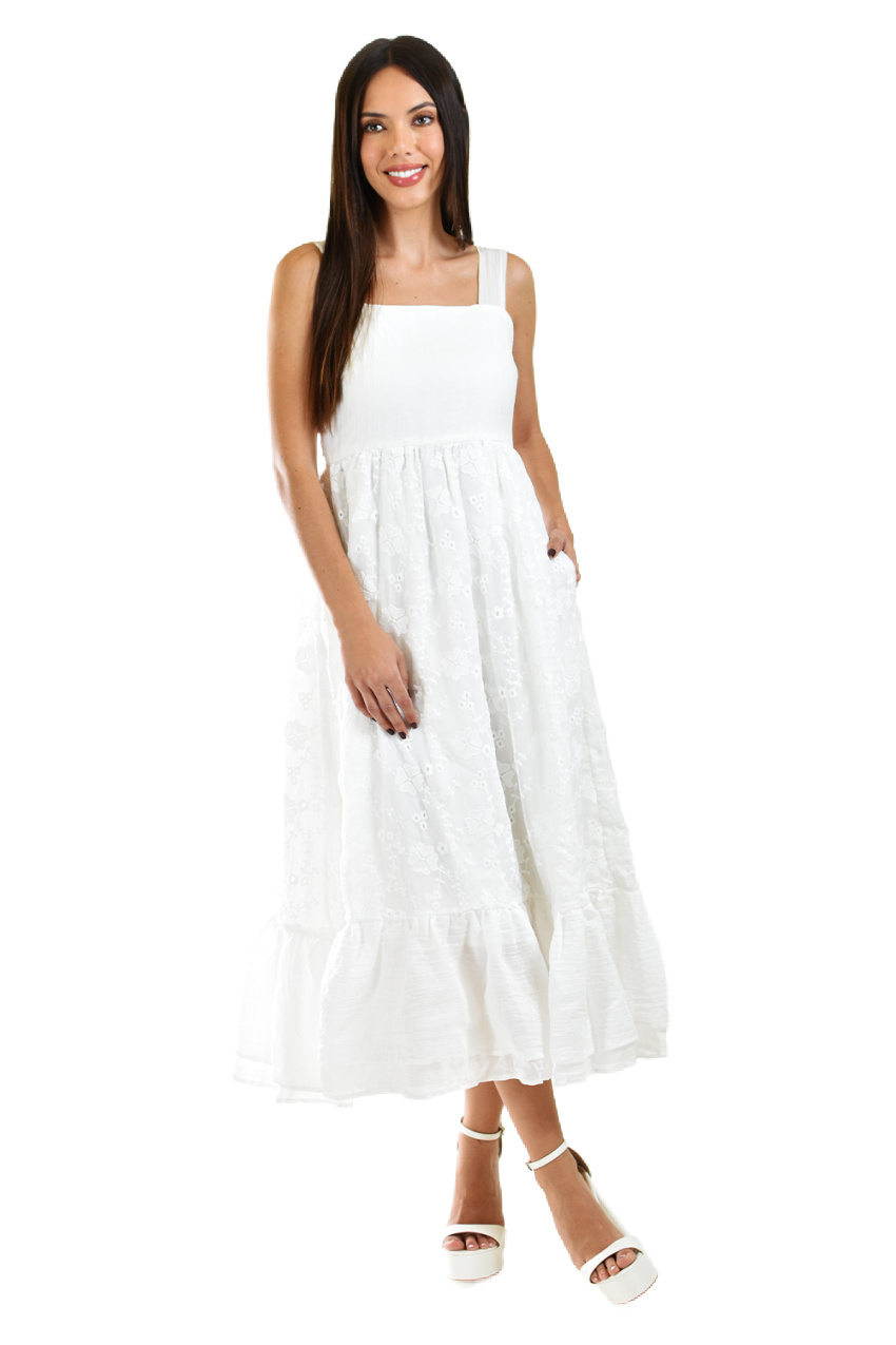 Vestido midi bordado Roman Fashion /Juvenil, 14528 (Blanco) 