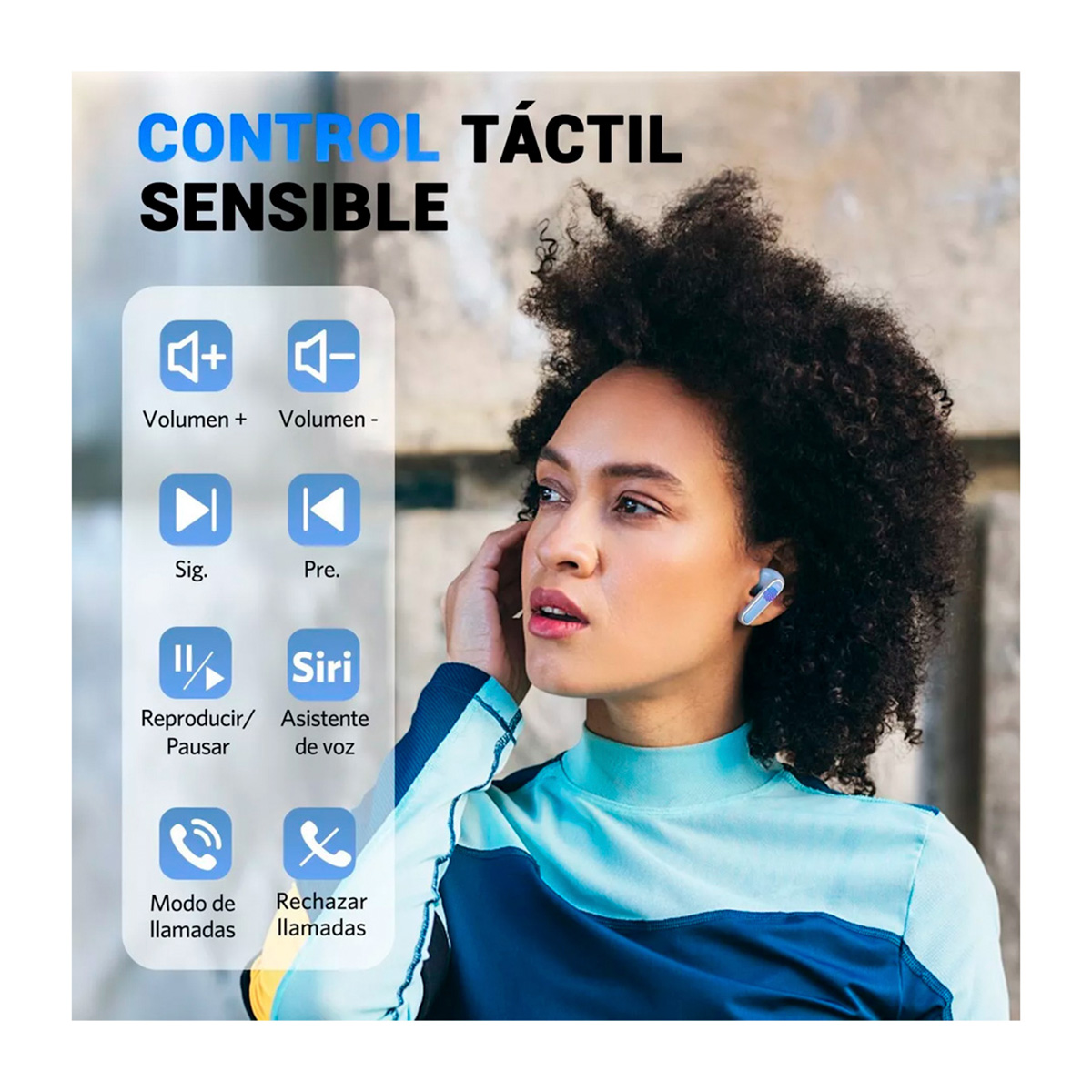 Audífonos in-ear gamer inalámbricos Petukita Box True Wireless FlyPods con luz LED Azul