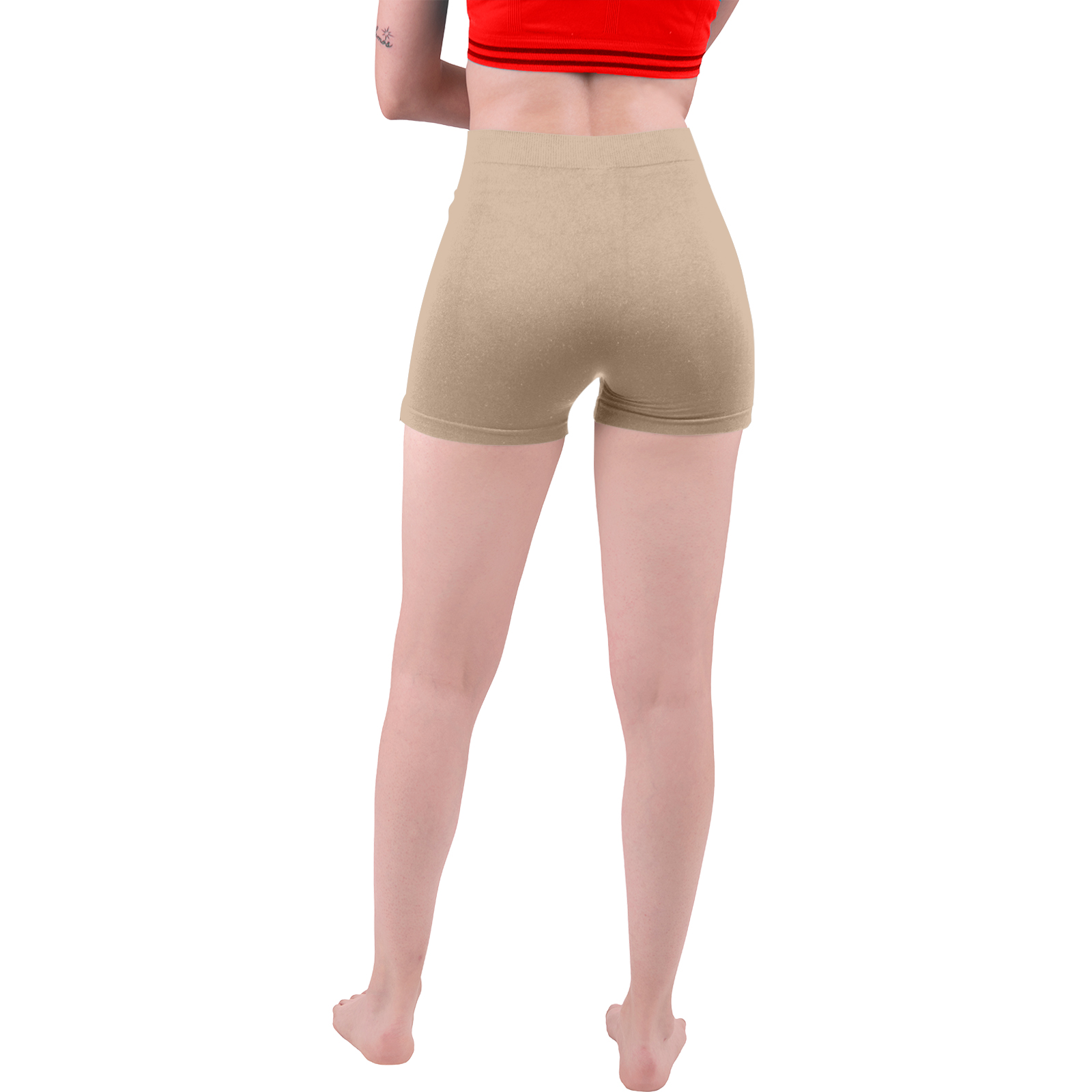 Short Licra Mujer, Beige, Unitalla, Deportivo, Dama, Atlético, Boxer, Entrenamiento, Pantalones Cortos, Biker.