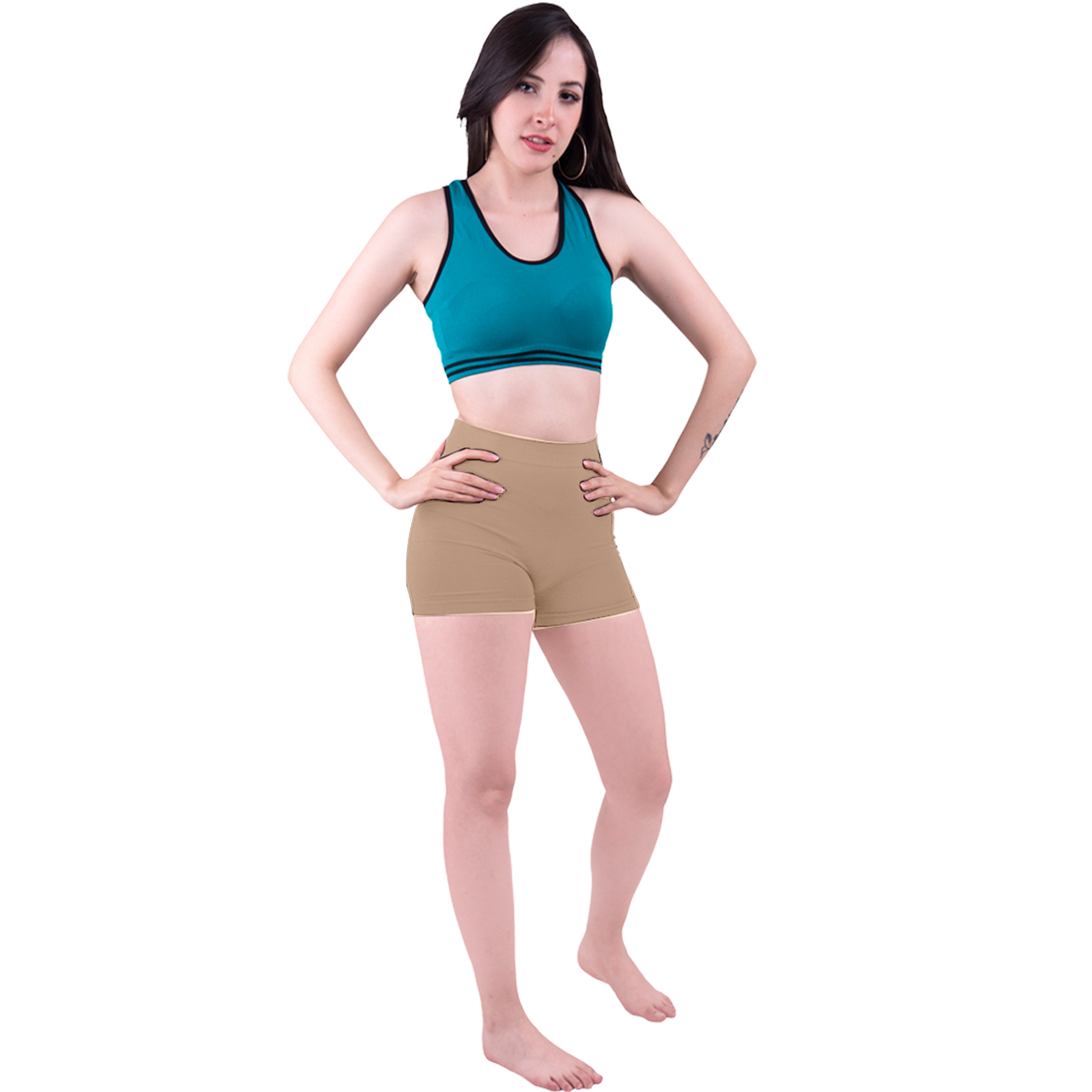 Short Licra Mujer, Beige, Unitalla, Deportivo, Dama, Atlético, Boxer, Entrenamiento, Pantalones Cortos, Biker.