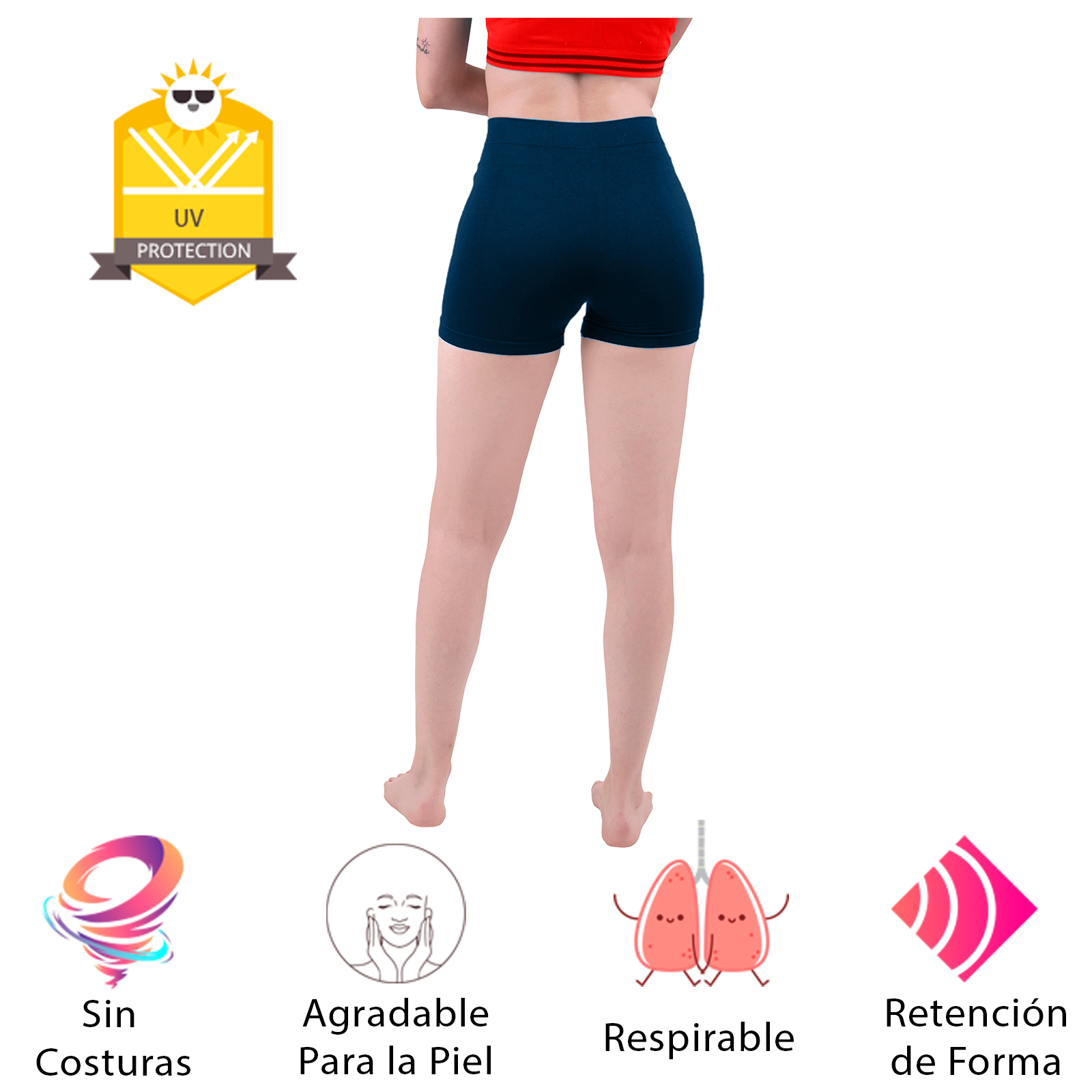 Short Licra Mujer, Azul Marino, Unitalla, Deportivo, Dama, Atlético, Boxer, Entrenamiento, Pantalones Cortos, Biker.