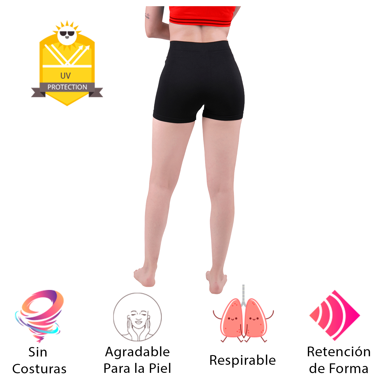 Short Licra Mujer, Negro, Unitalla, Deportivo, Dama, Atlético, Boxer, Entrenamiento, Pantalones Cortos, Biker.