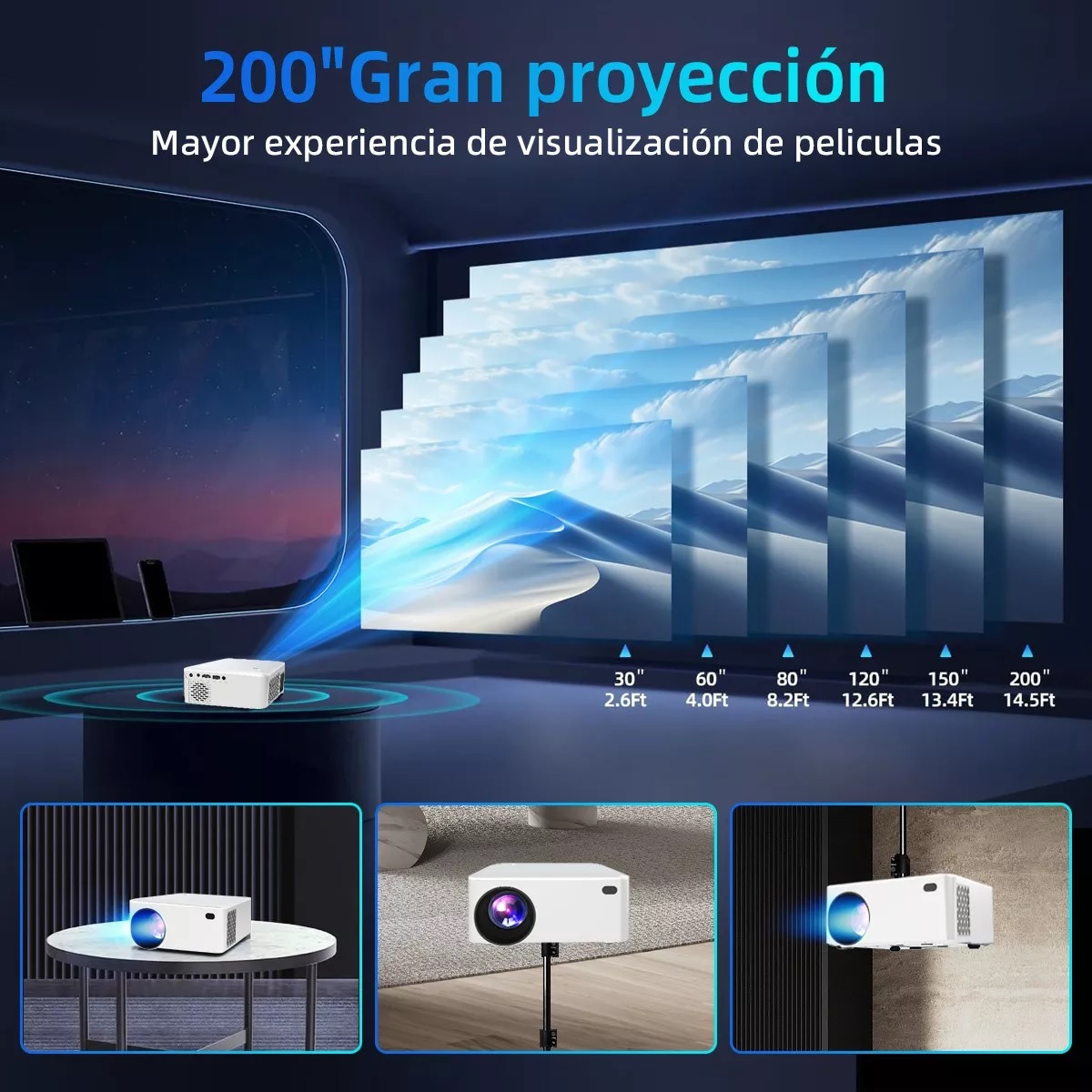 Mini Proyectores Portatil Wifi Para Celular Led Hd 4k Cañon