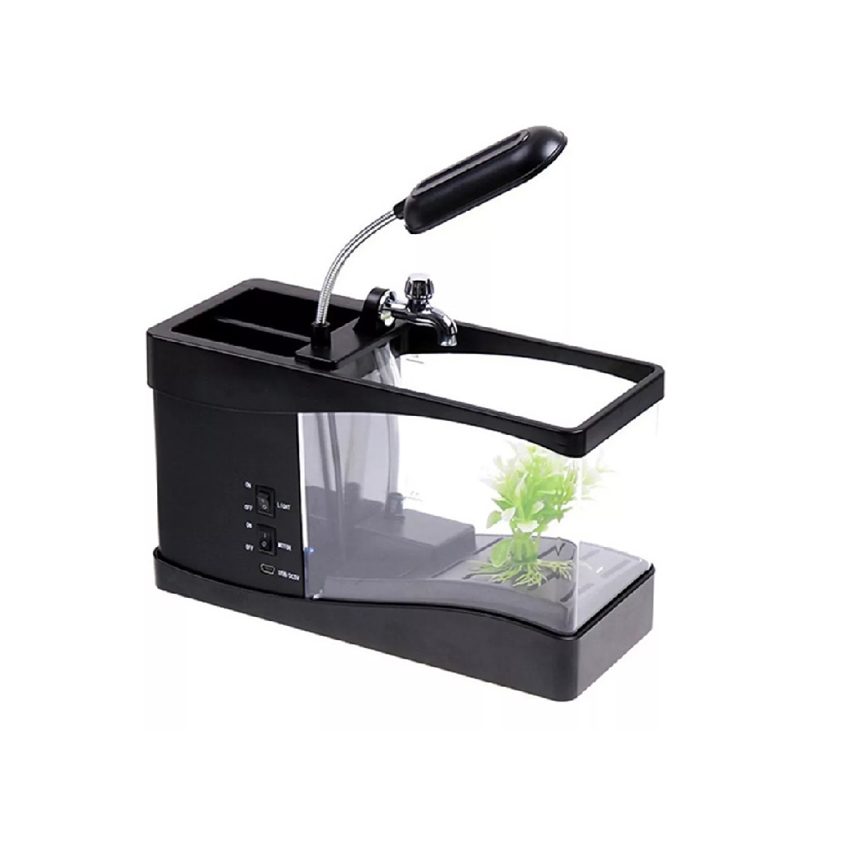 Mini Pecera Con Usb, Color Negro