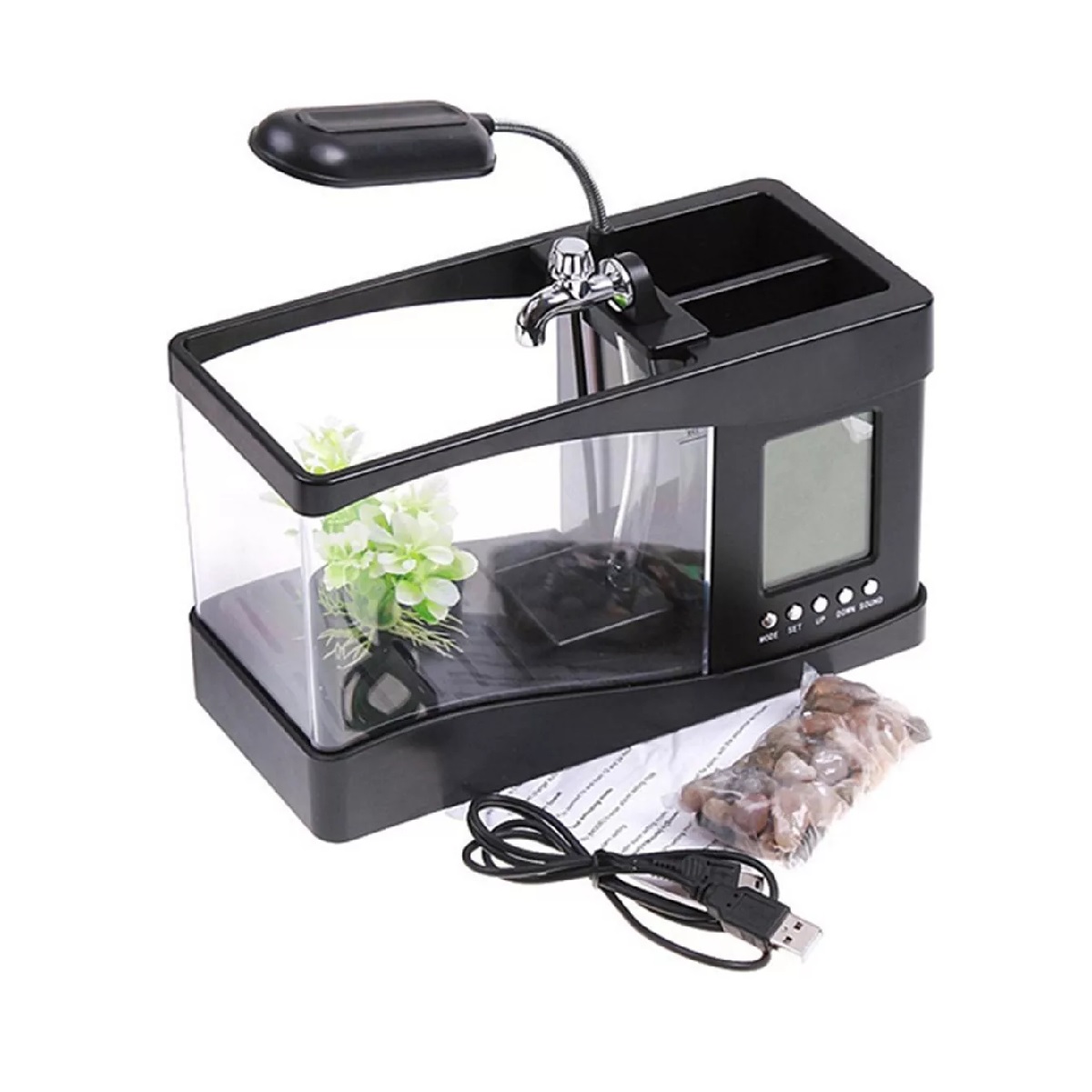 Mini Pecera Con Usb, Color Negro