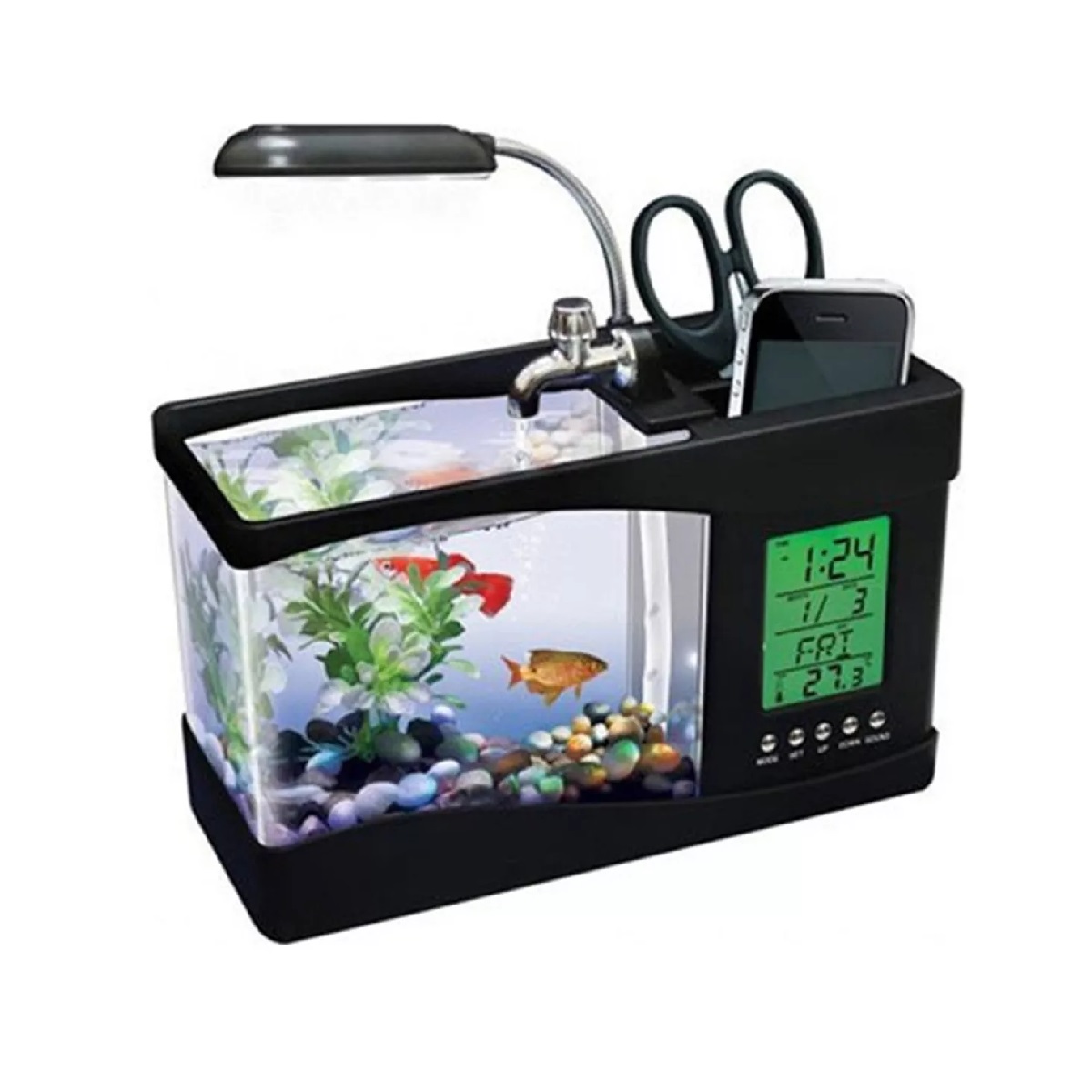 Mini Pecera Con Usb, Color Negro