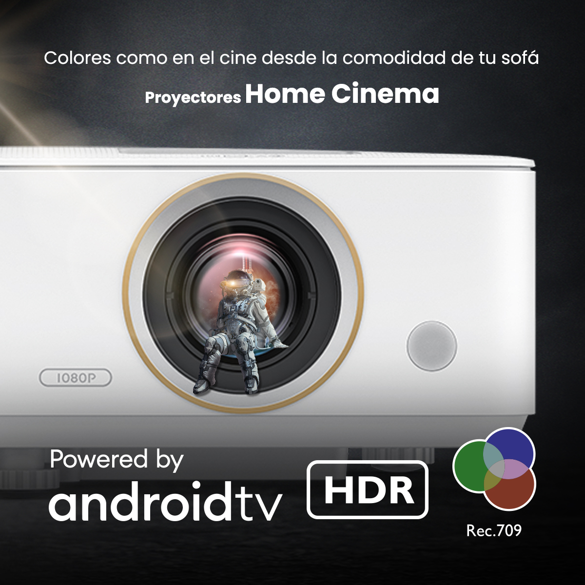 BenQ Proyector Full HD (1920x1080) Gamer (TH685i), 8ms Input Lag, Android TV, DLP, 3500 Lúmenes, Relación de Aspecto 16:9, HDMI, Bocina 5W, hasta 15,000 horas de lámpara, 1.07 millones de colores, 95% Rec.709.