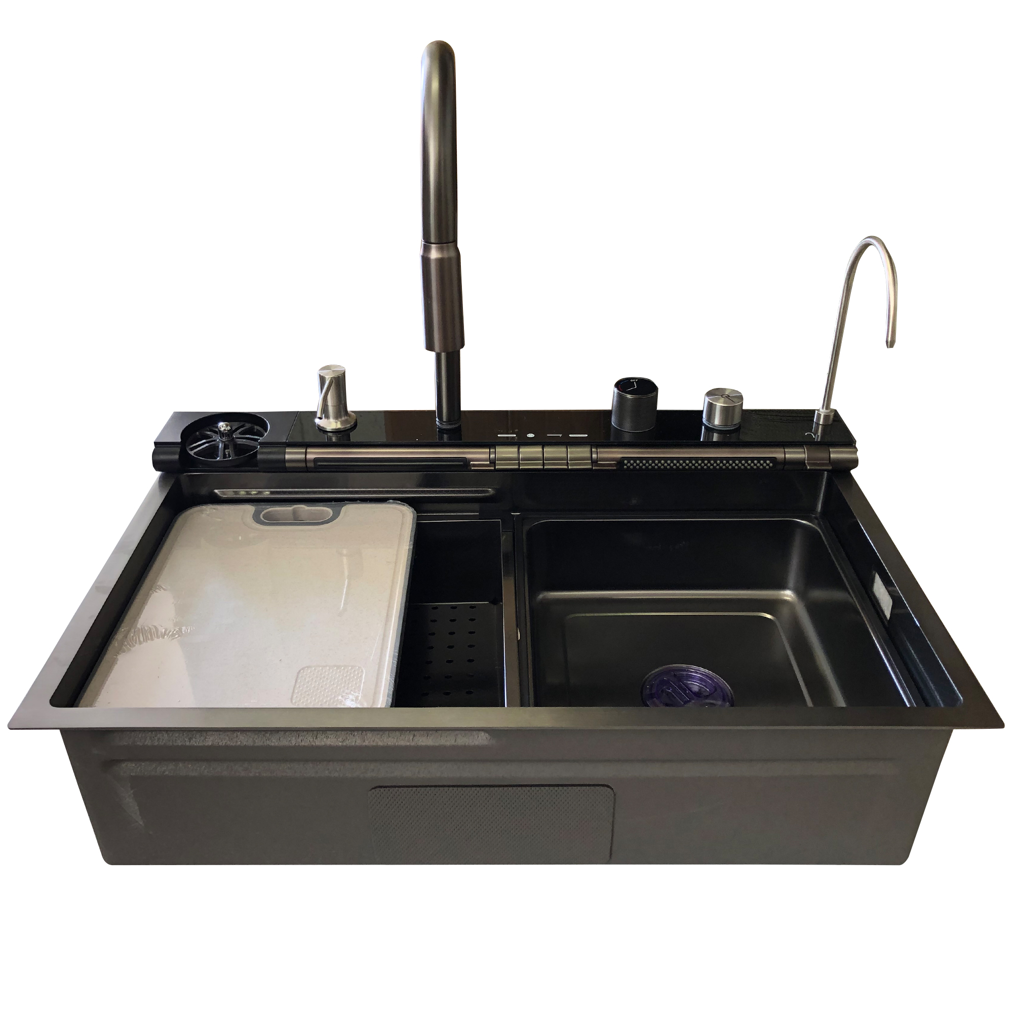 Tarja para Cocina Fregadero Doble Cascada De Lujo Led Acero Inoxidable 75cm X 46cm X 20cm