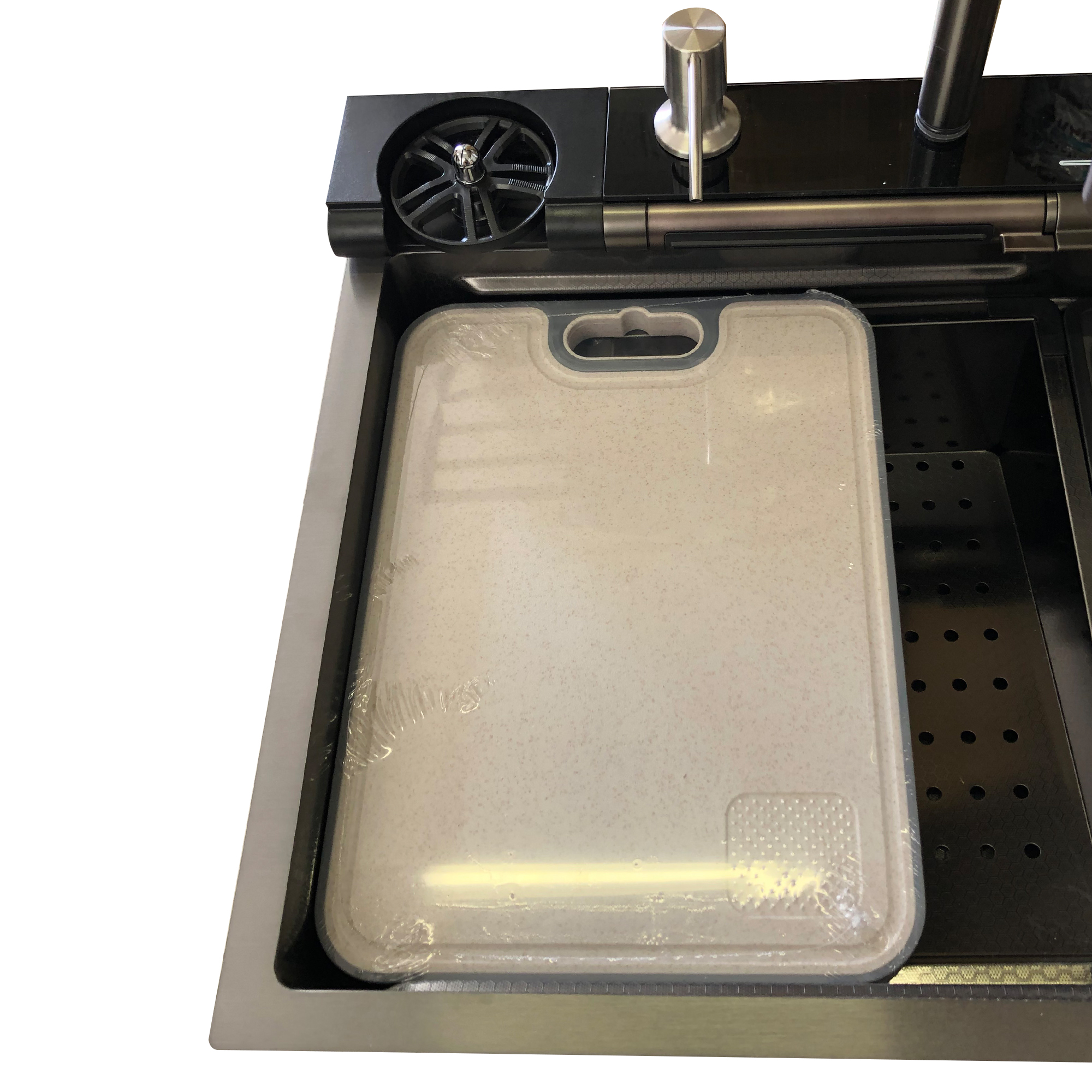 Tarja para Cocina Fregadero Doble Cascada De Lujo Led Acero Inoxidable 75cm X 46cm X 20cm