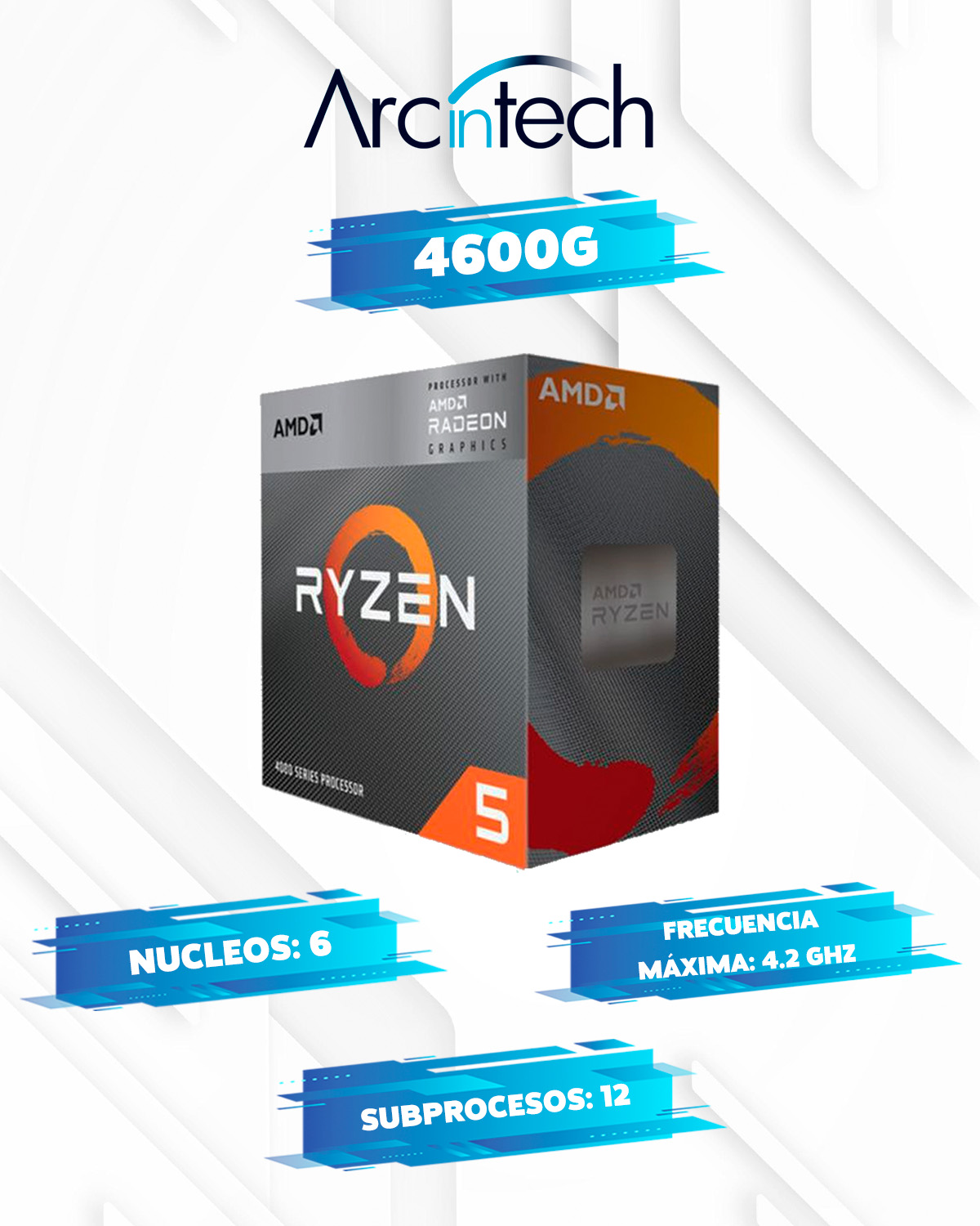 Pc Gamer Arcintech Ryzen 5 4600g 8gb M.2 1TB Gabinete Rgb WIFI