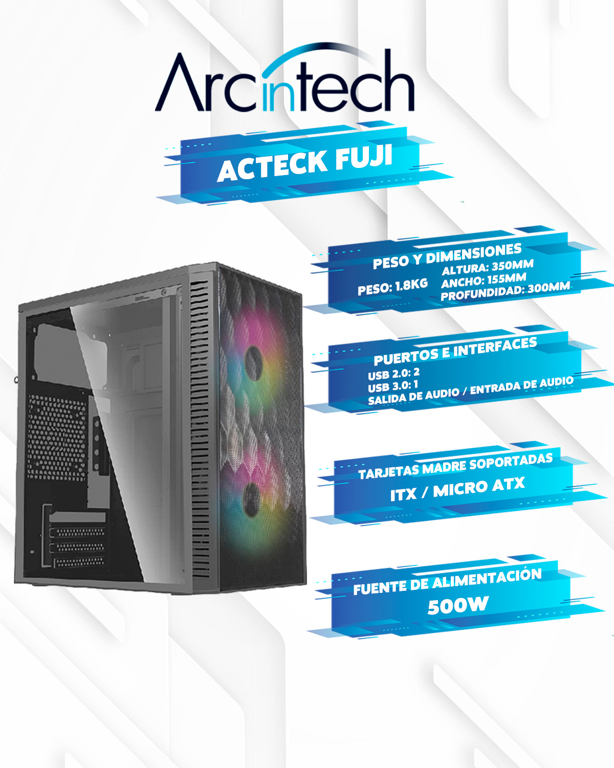 Pc Gamer Arcintech Ryzen 5 4600g 8gb M.2 1TB Gabinete Rgb WIFI