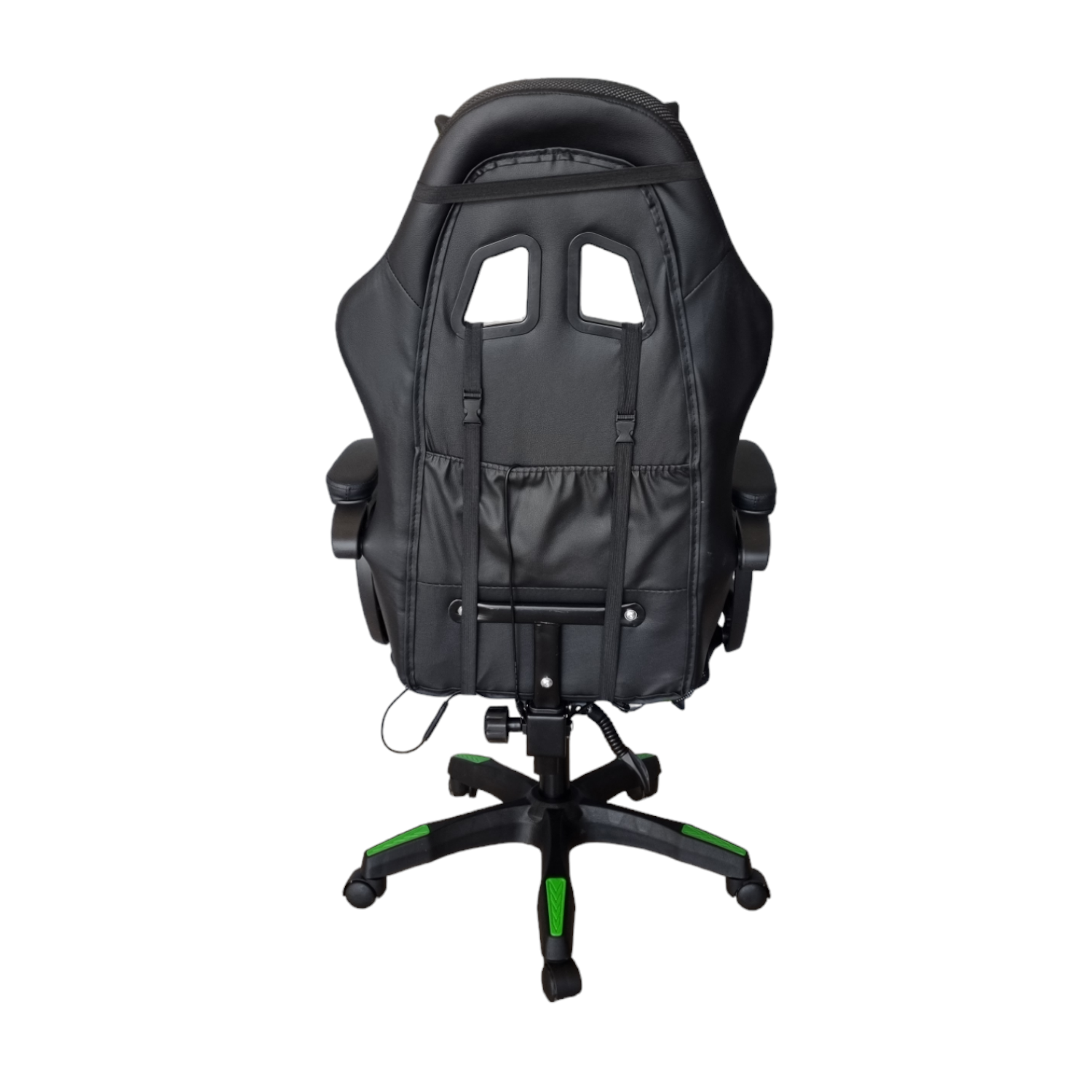 Silla Gamer Led RGB con masajeador, descansa pies, reclinable Verde con Negro