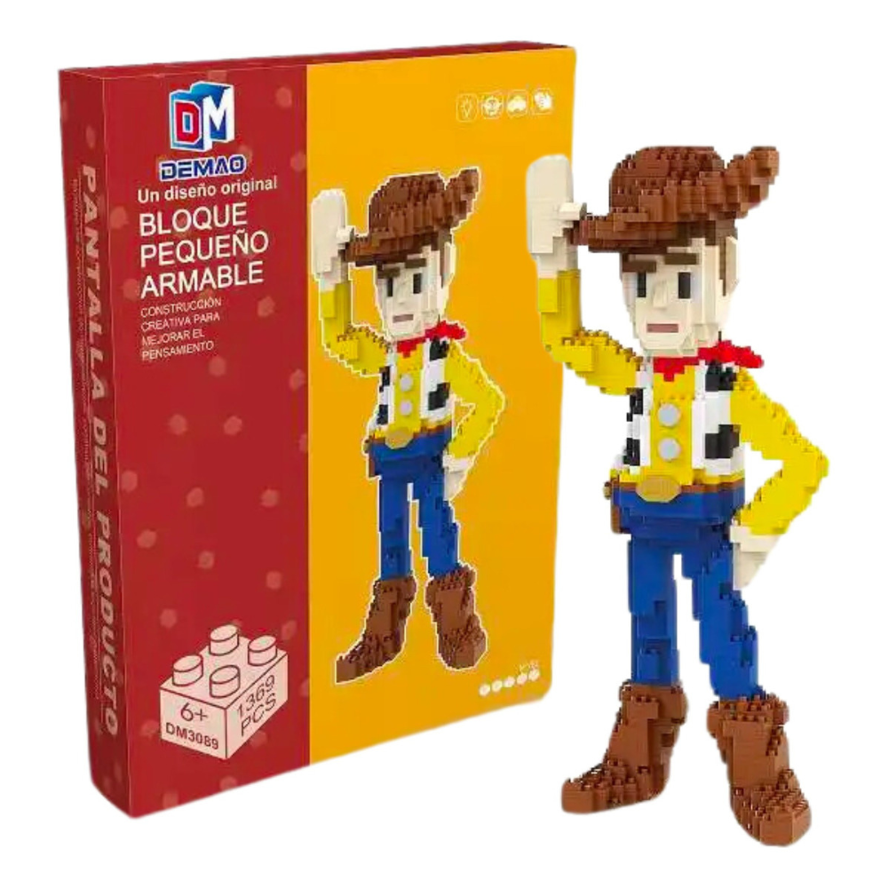 Figura de Mini Bloques Armables Woody, Set de Construcción de 1369 Piezas, Personaje Animado, Rompecabezas 3D Vaquero de Decoración, Juguetes Coleccionables para Niños, Ideal para Regalo.