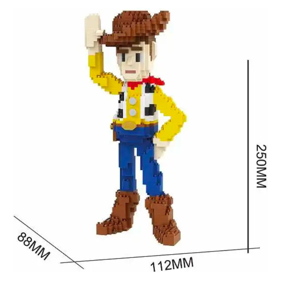 Figura de Mini Bloques Armables Woody, Set de Construcción de 1369 Piezas, Personaje Animado, Rompecabezas 3D Vaquero de Decoración, Juguetes Coleccionables para Niños, Ideal para Regalo.
