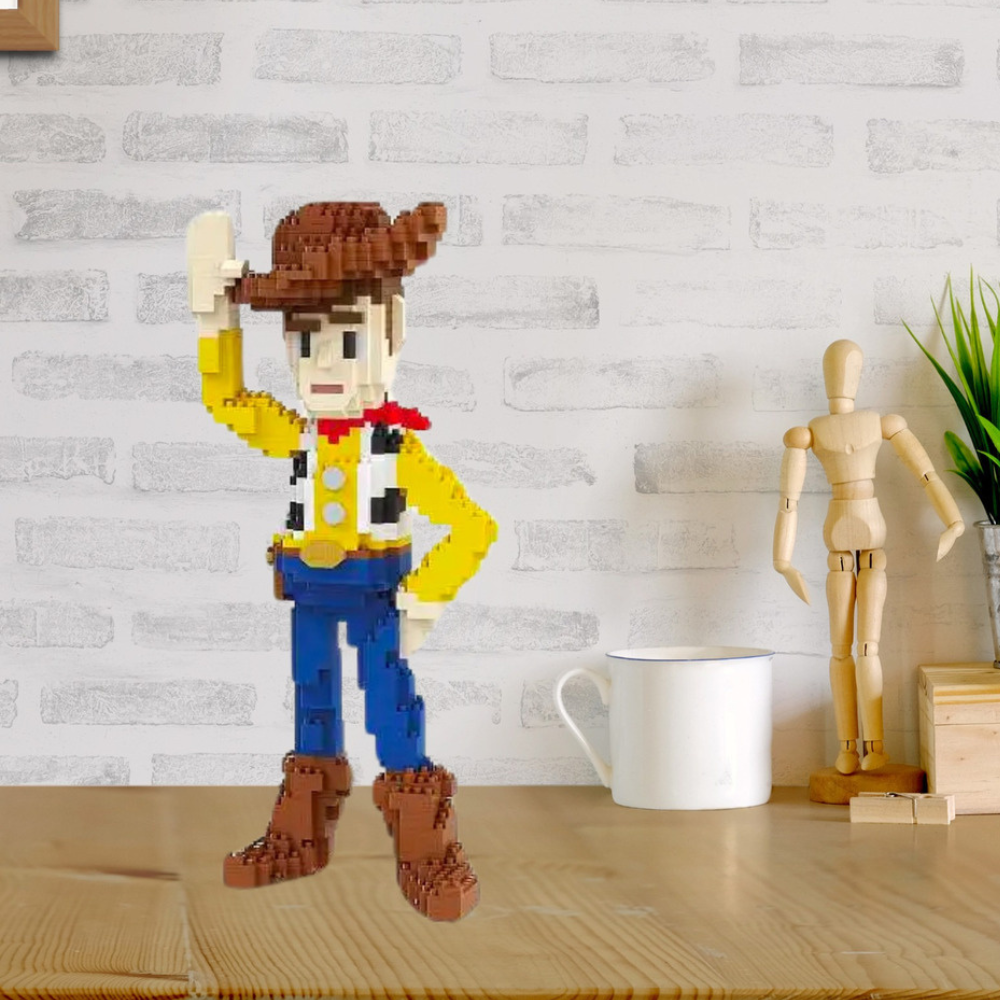 Figura de Mini Bloques Armables Woody, Set de Construcción de 1369 Piezas, Personaje Animado, Rompecabezas 3D Vaquero de Decoración, Juguetes Coleccionables para Niños, Ideal para Regalo.