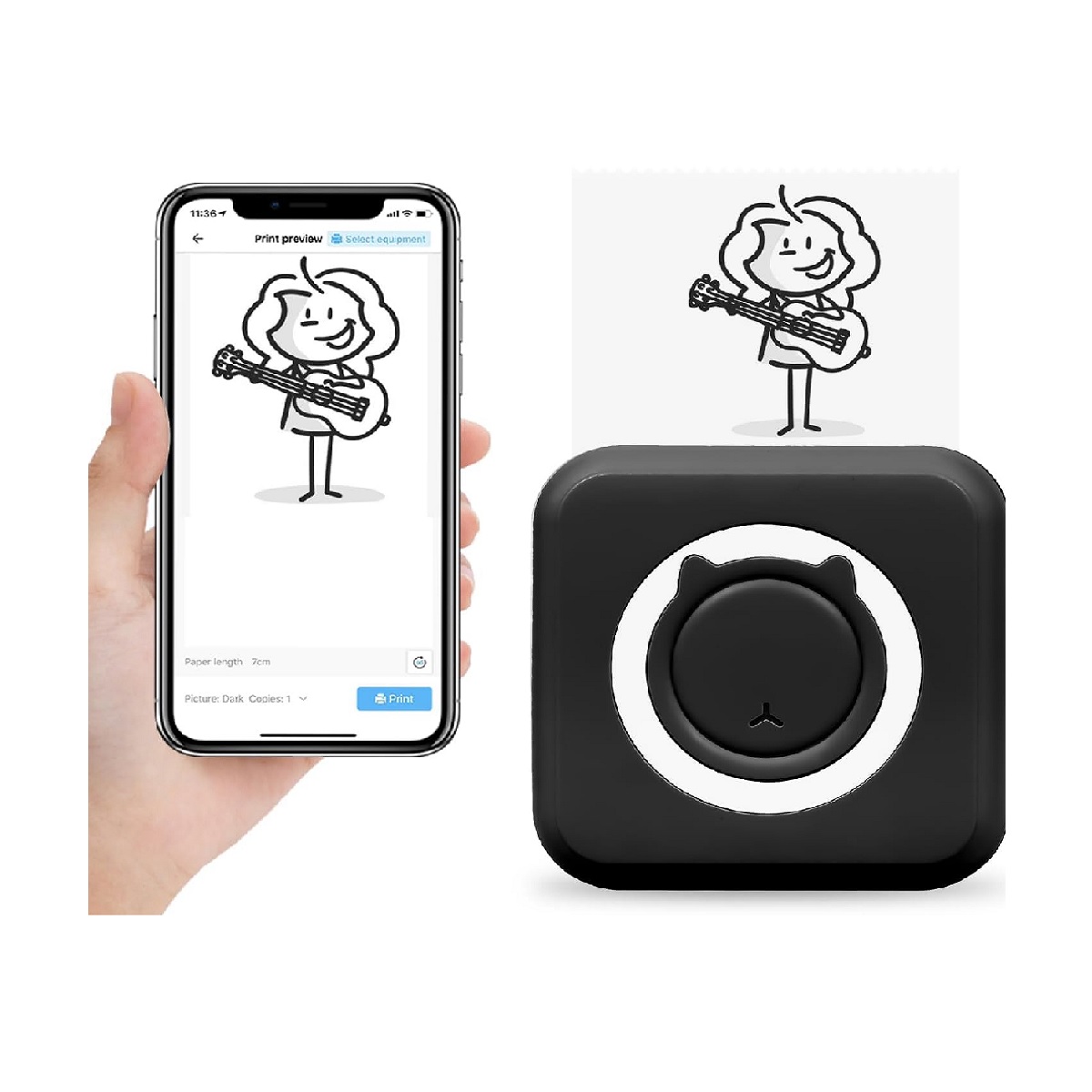 Mini Impresora Térmica Portátil Bluetooth Inalámbrica Negro