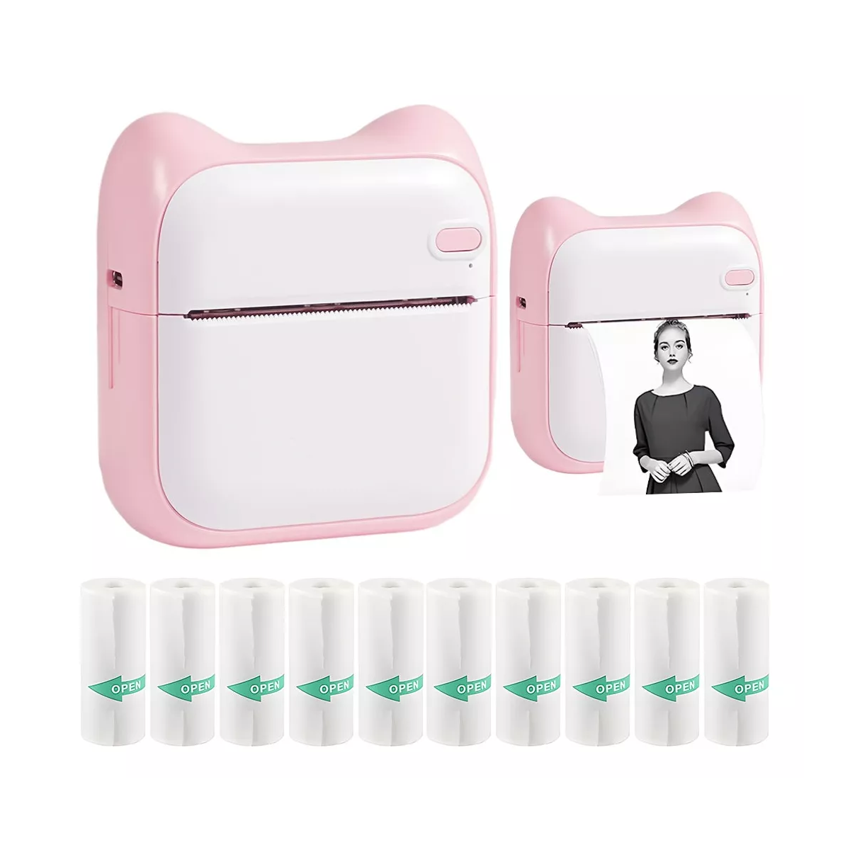 Impresora Niño Rosa Mini Portatil Térmica Bluetooth 10roll