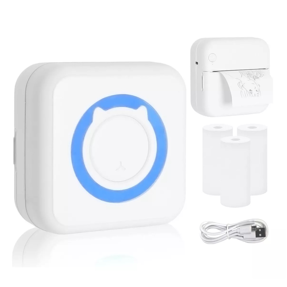 Mini Impresora Térmica Bluetooth Portátil Inalámbrica Azul