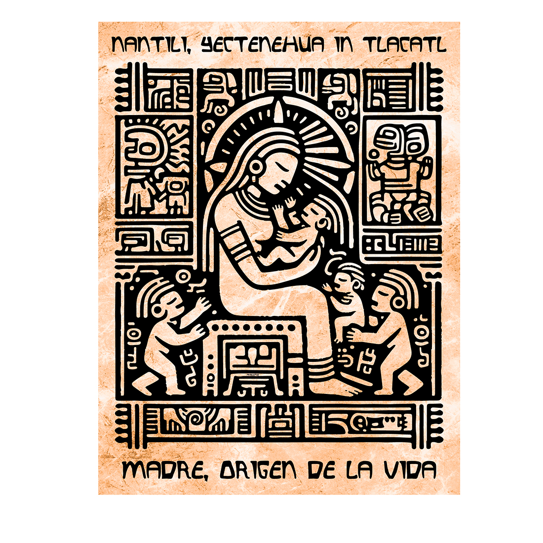 Playera AxoloTee Para Dama - Mamá Nantli Prehispanica Blanco