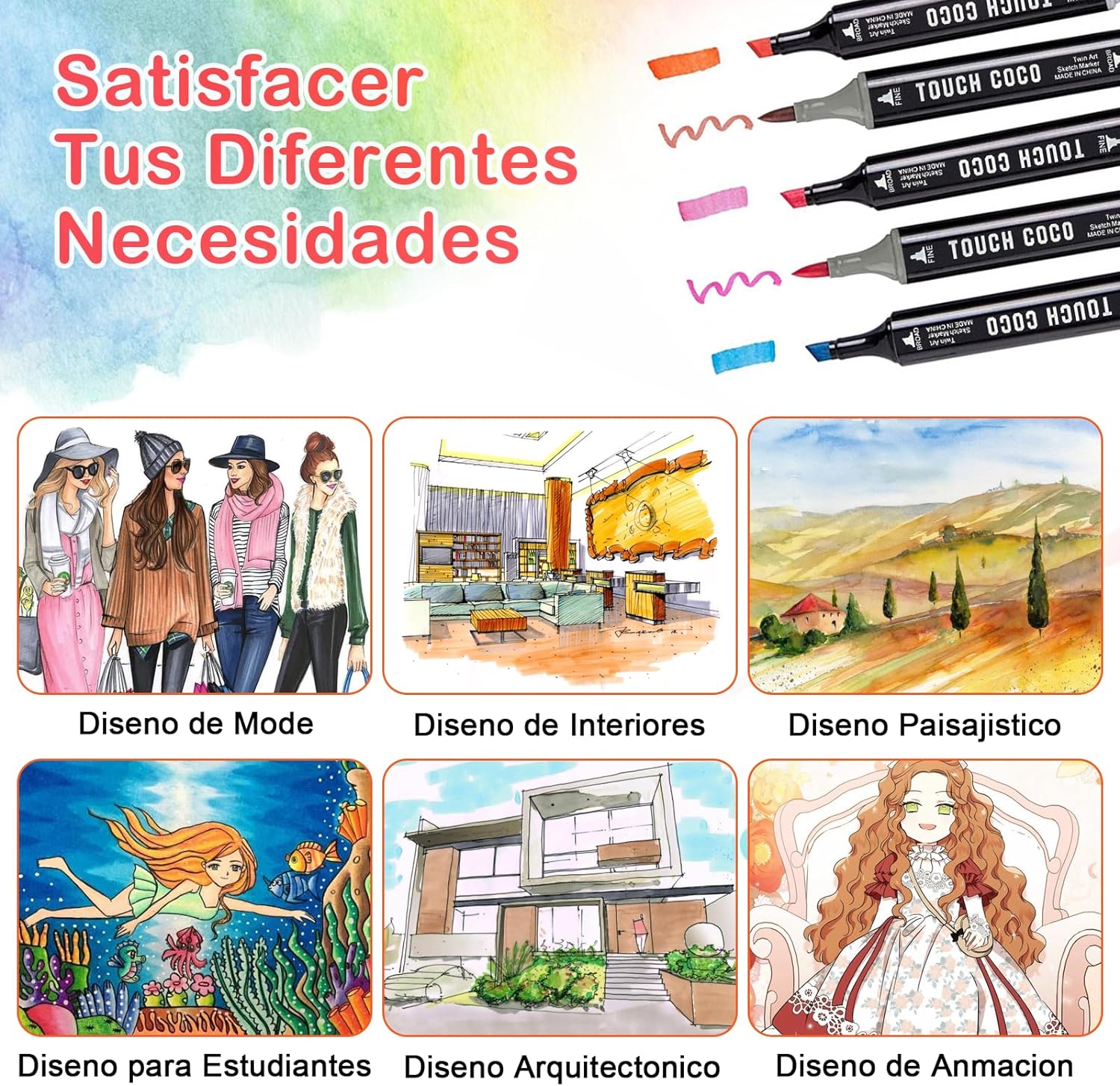 Set de plumones 48 piezas con estuche punta delgada y punta gruesa