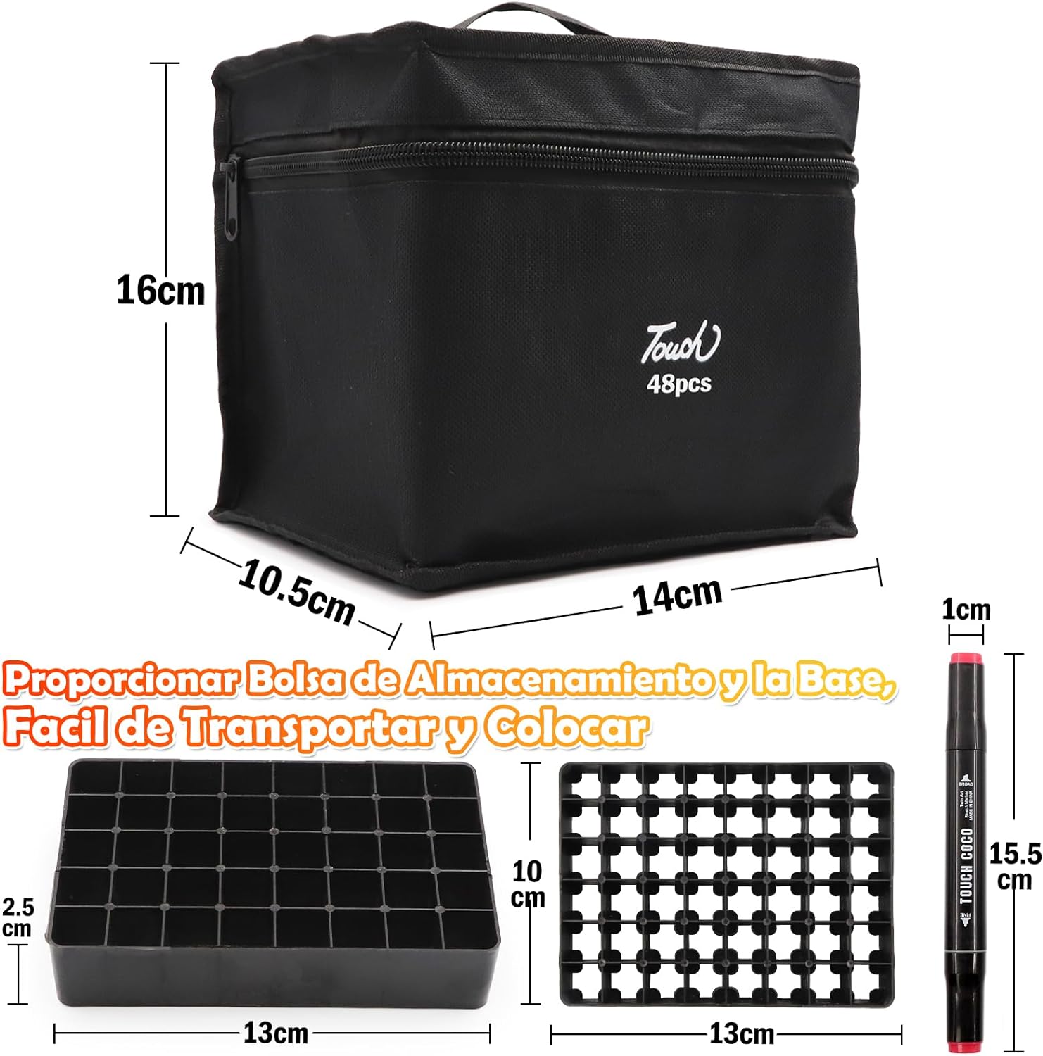 Set de plumones 48 piezas con estuche punta delgada y punta gruesa