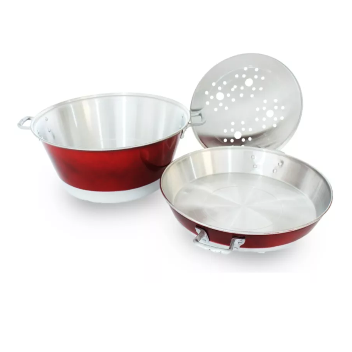 Cazo De Aluminio Pintado Con Tapa 45cm Diámetro.