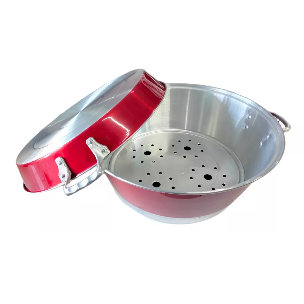 Cazo De Aluminio Pintado Con Tapa 45cm Diámetro.