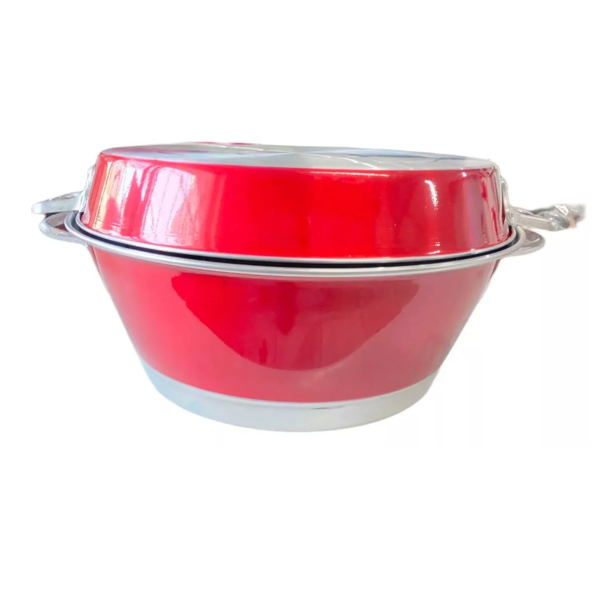 Cazo De Aluminio Pintado Con Tapa 45cm Diámetro.