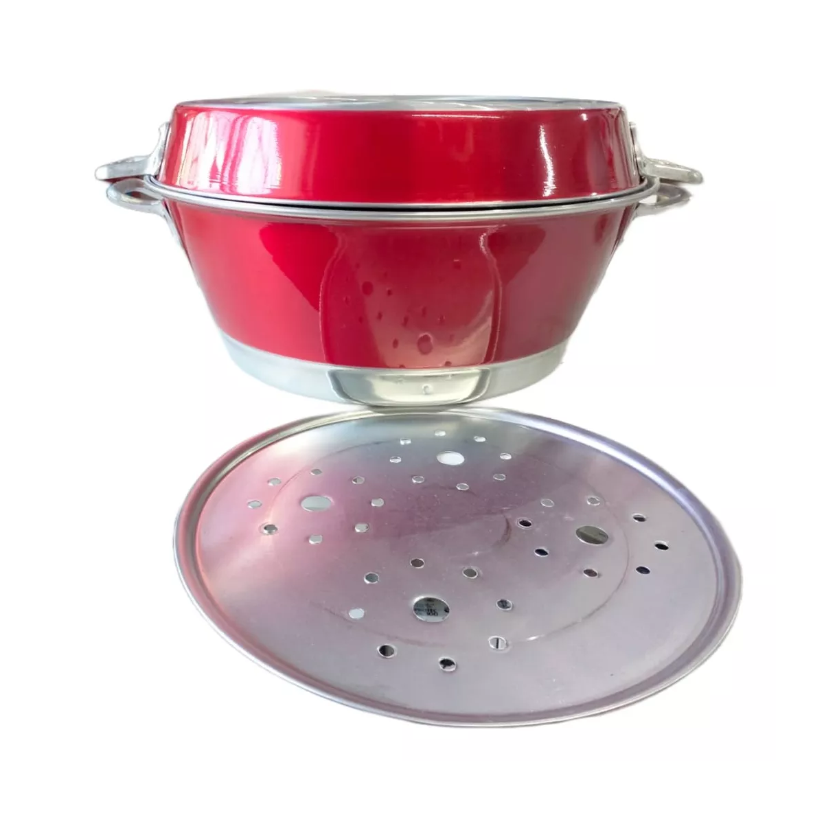 Cazo De Aluminio Pintado Con Tapa 45cm Diámetro.