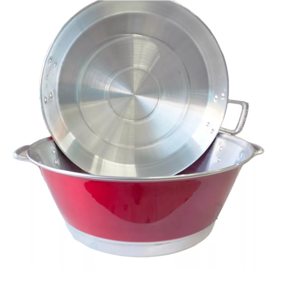 Cazo De Aluminio Pintado Con Tapa 45cm Diámetro.