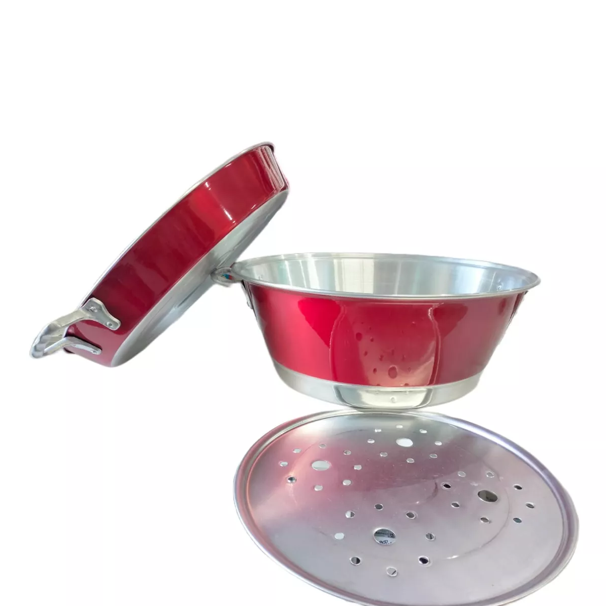 Cazo De Aluminio Pintado Con Tapa 45cm Diámetro.