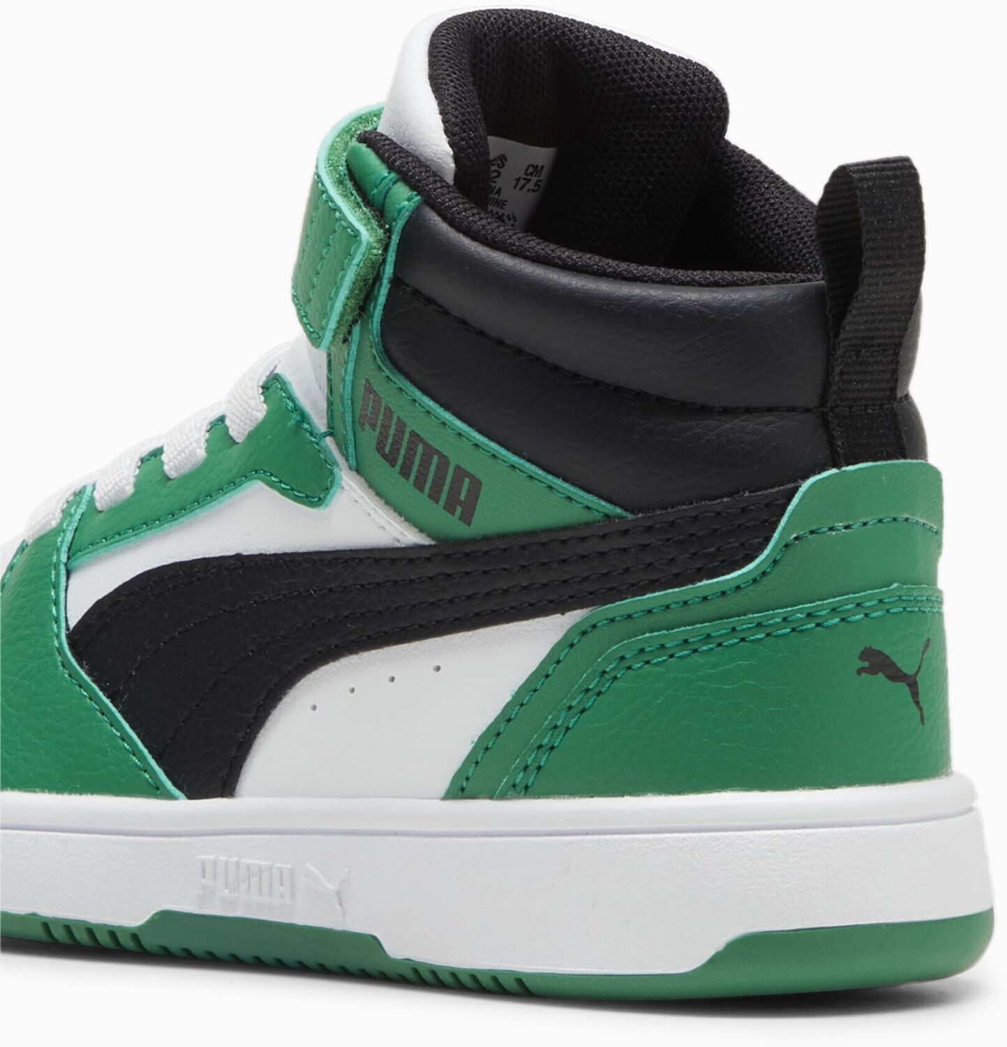 Tenis Bota Puma Rebound Blanco Negro Verde de Niños Original