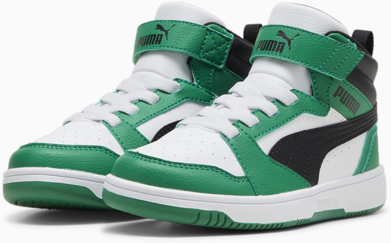 Tenis Bota Puma Rebound Blanco Negro Verde de Niños Original