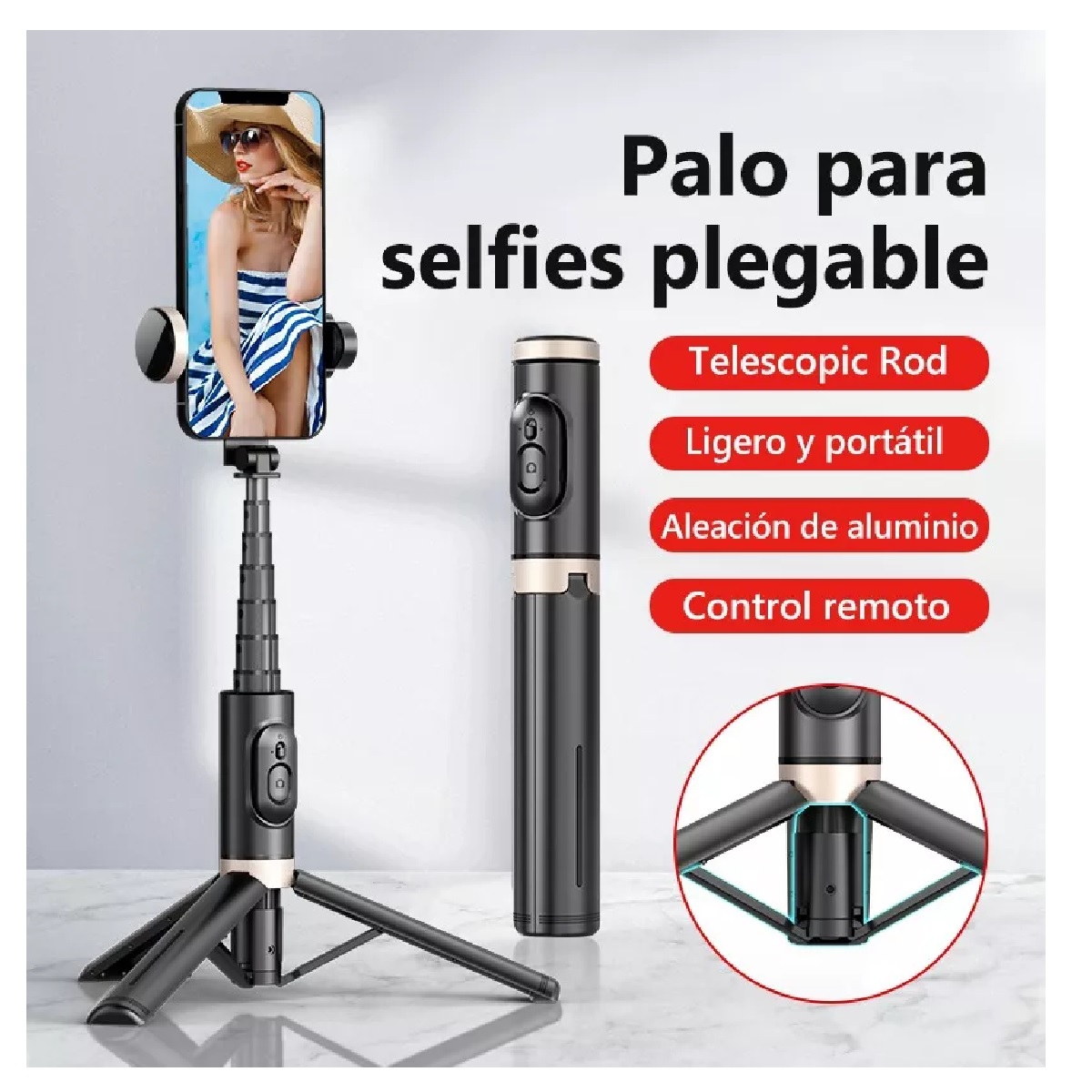 Selfie Stick Con Trípode Control Remoto Bluetooth