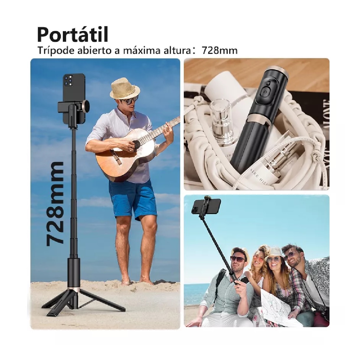 Selfie Stick Con Trípode Control Remoto Bluetooth