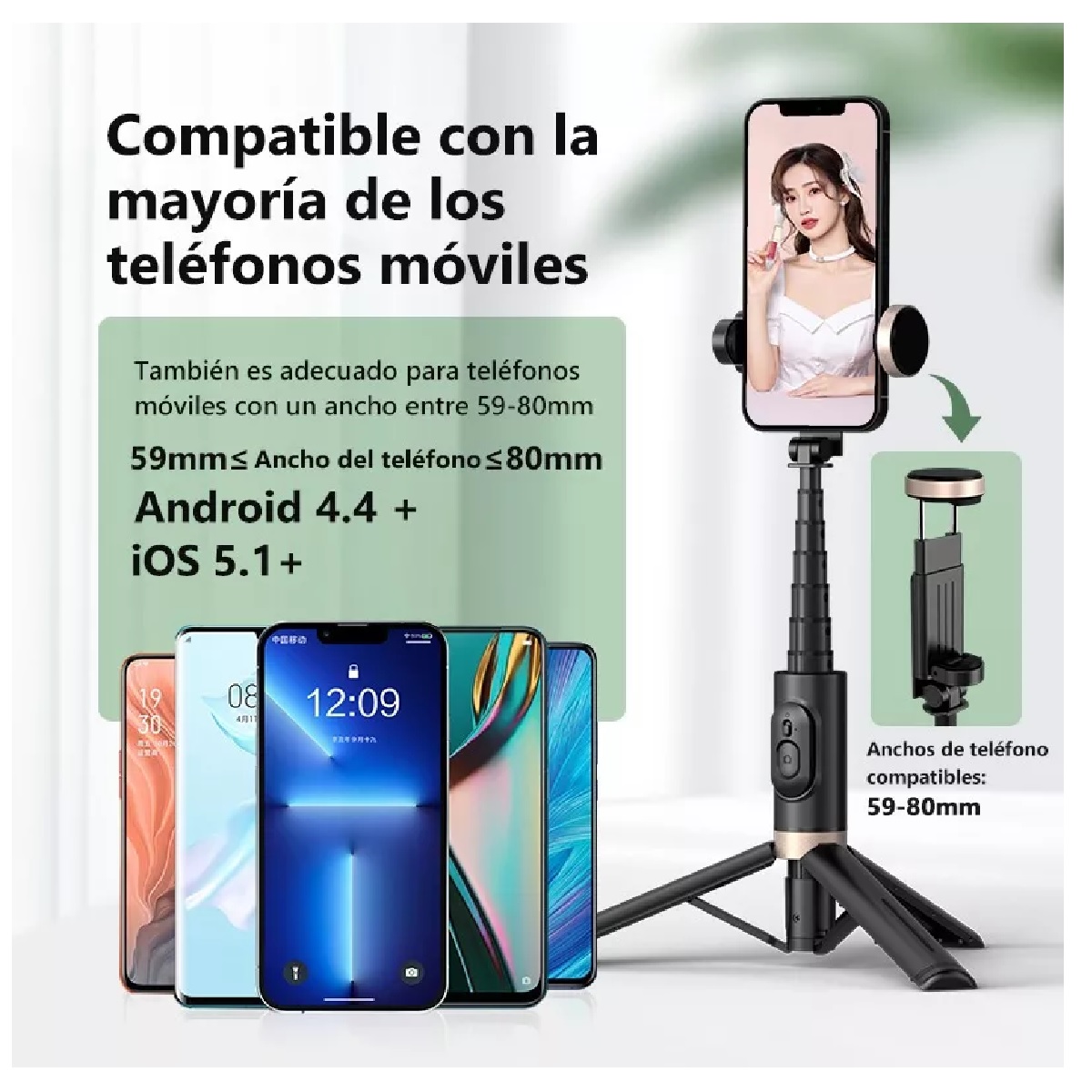 Selfie Stick Con Trípode Control Remoto Bluetooth