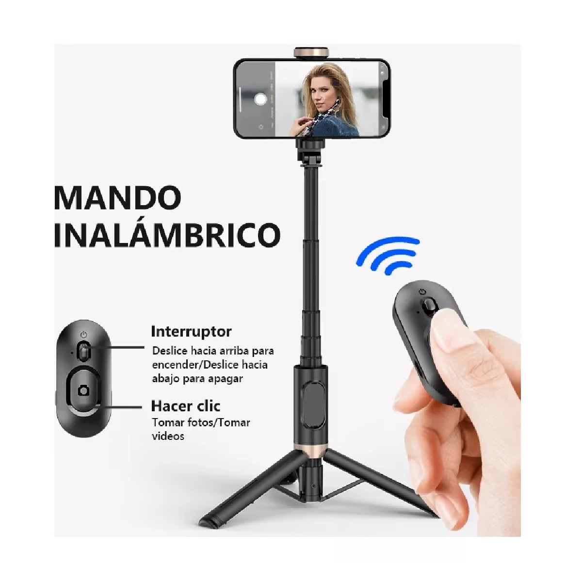 Selfie Stick Con Trípode Control Remoto Bluetooth