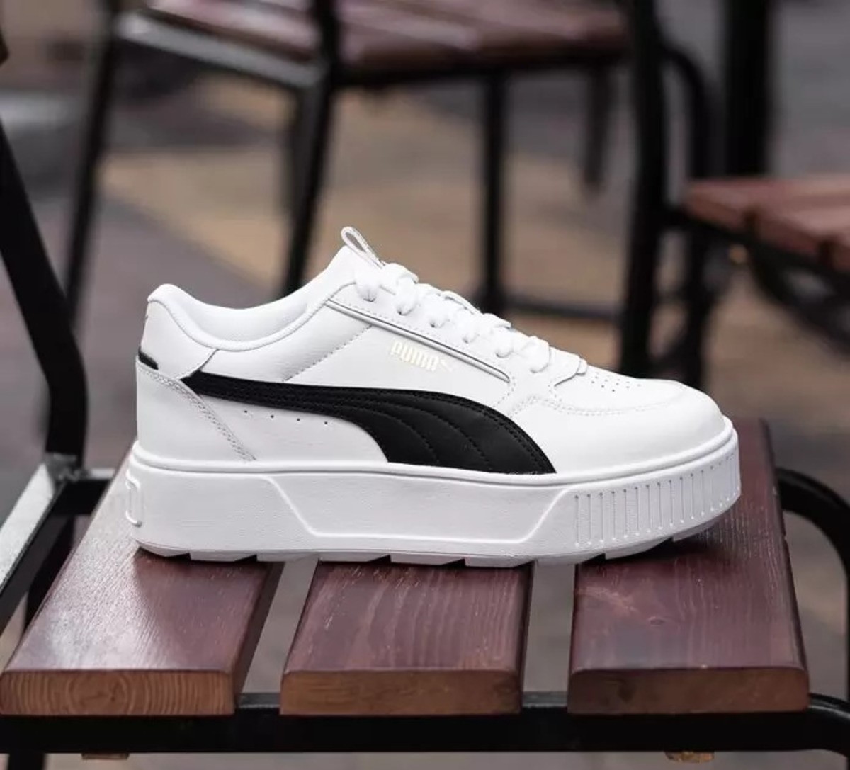 Tenis Puma Karmen Plataforma Blanco Negro De Dama Original.