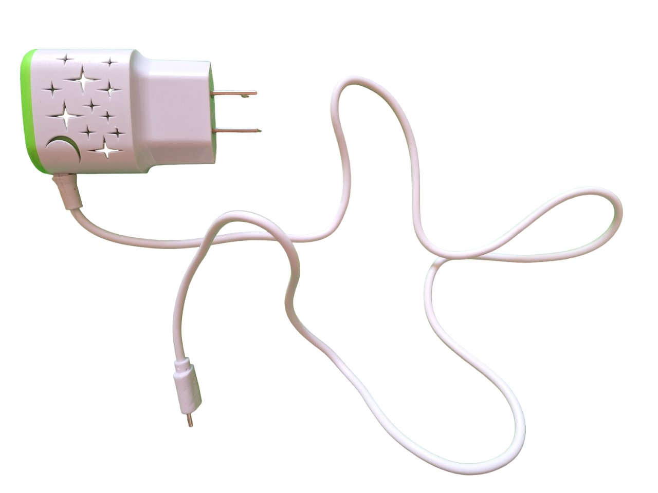 Cubo Cargador Para Celular Carga Rápida Doble Entrada Color Blanco con Verde