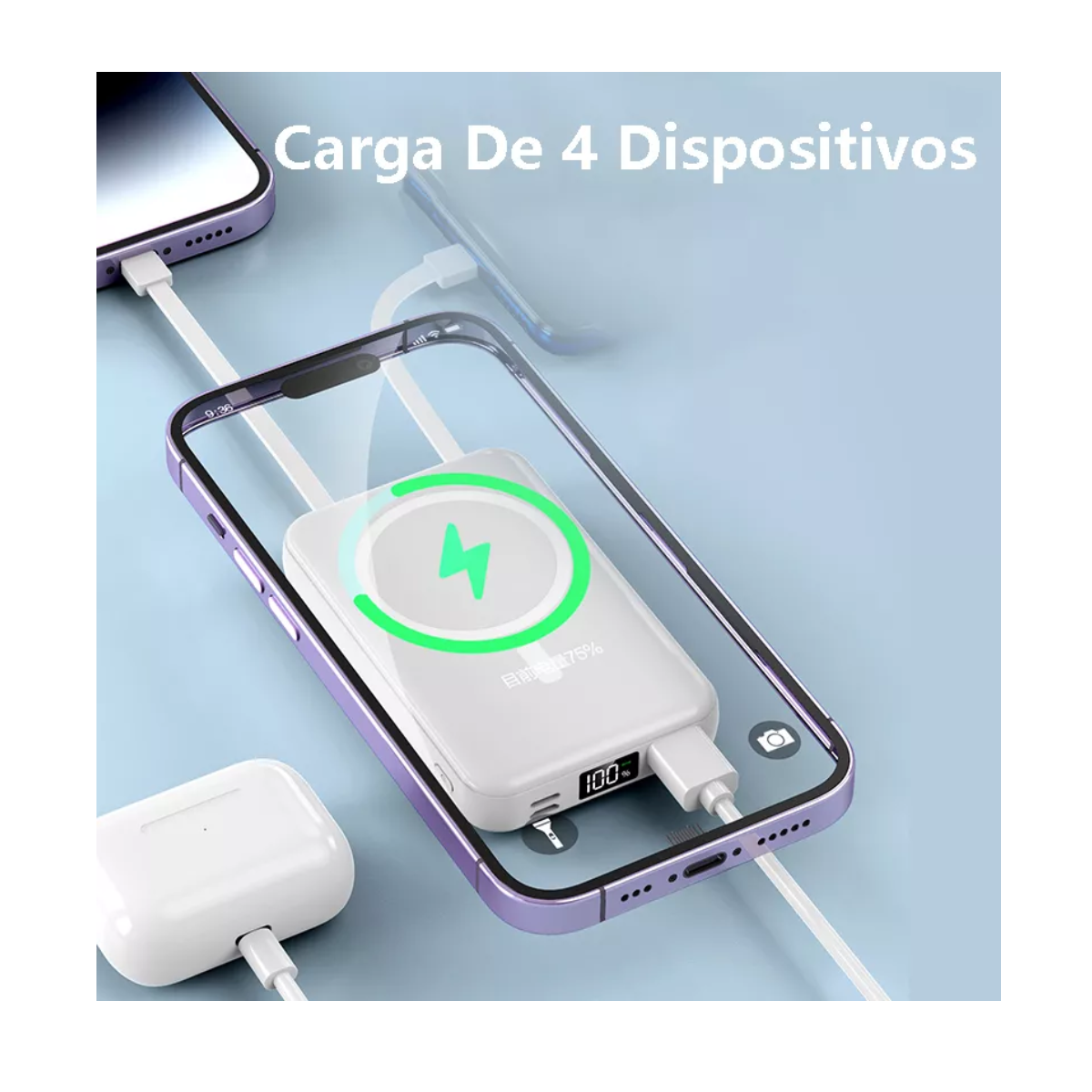 Pila Batería Carga Inalámbrica 10000 Mah Para iPhone Android